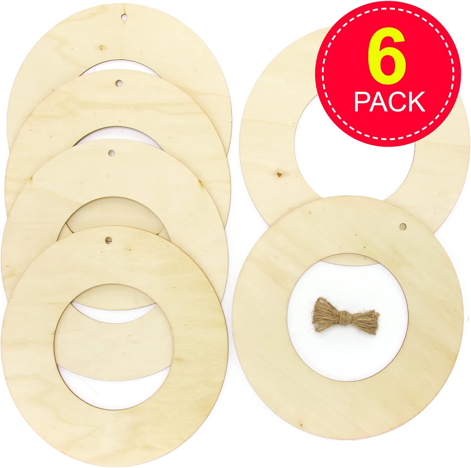 Baker Ross FE907 Large Wooden Wreath Blanks - Pack of 6 Craft Kits for Kids 4
