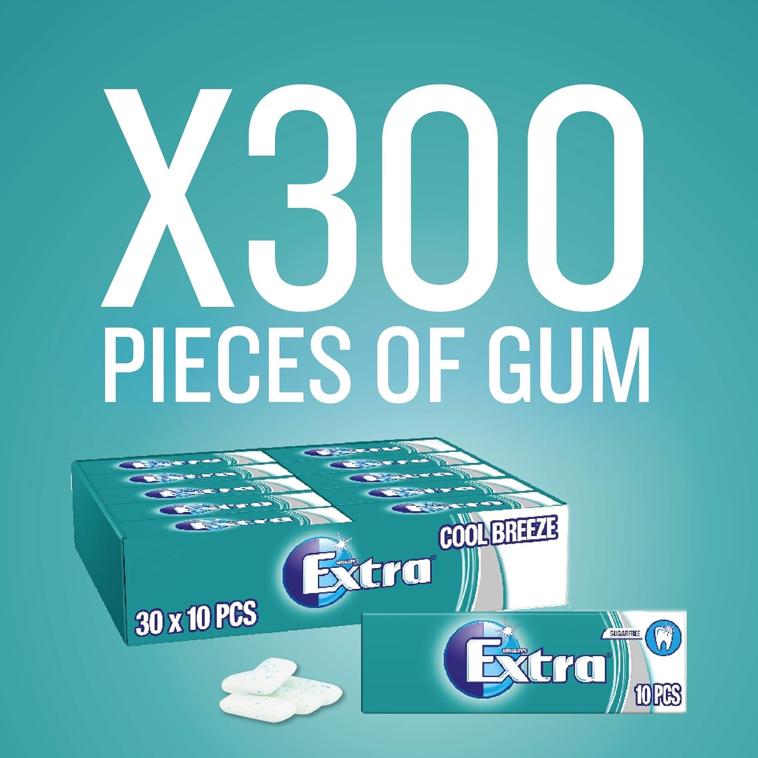 Extra - Cool Breeze Sugar Free Chewing Gum, 30 Packs of 10 Pieces (300 Pieces Total) 4