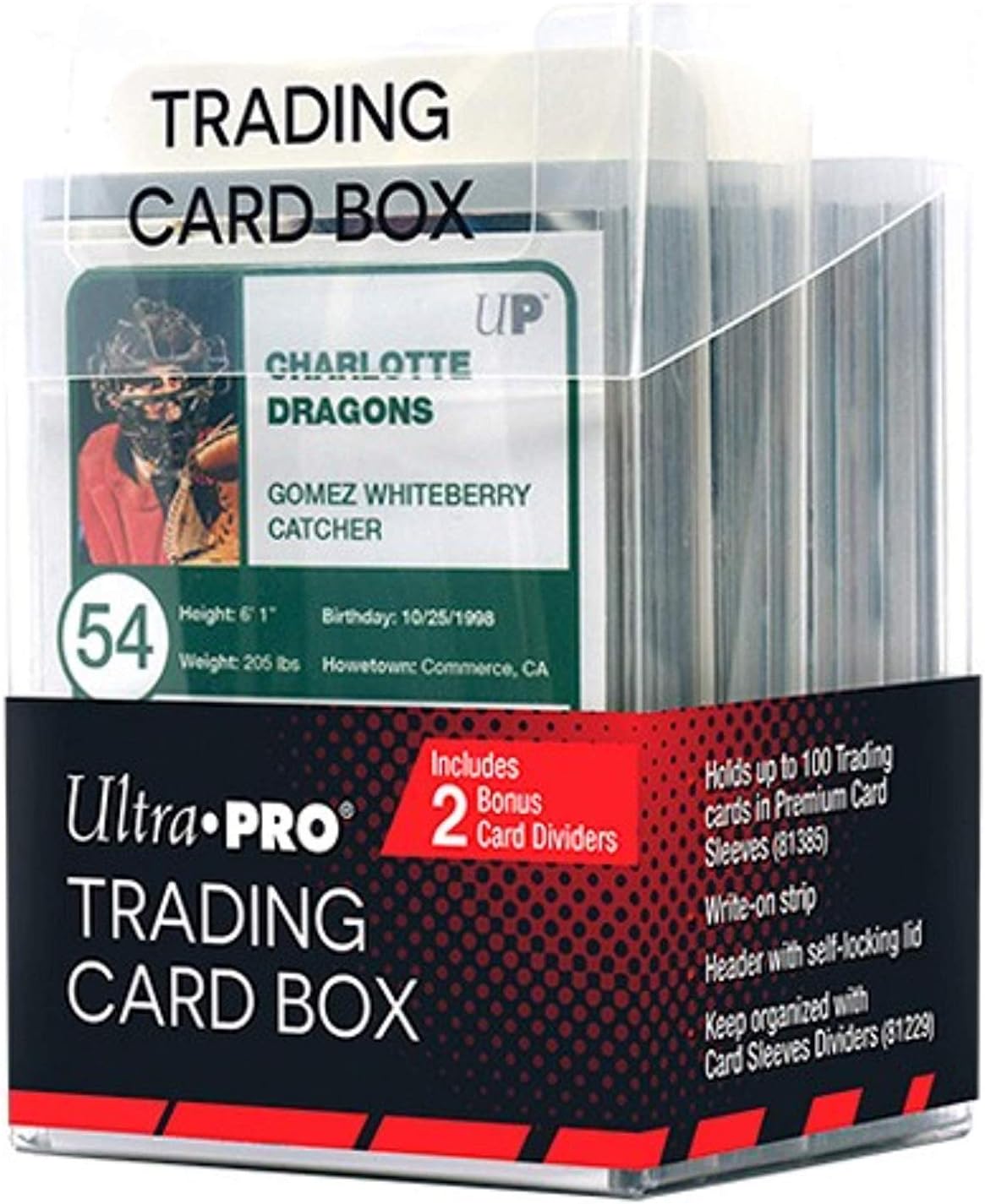 Ultra Pro E-85670 Trading Card Storage Box - Holds 100 Sleeved Cards with Dividers