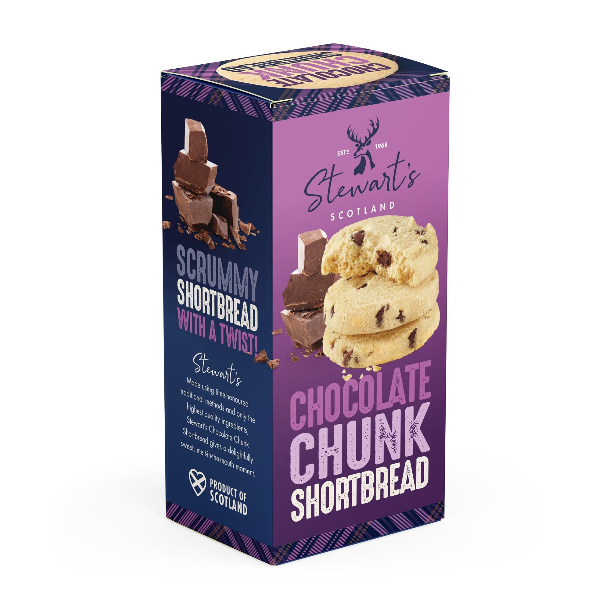 Stewart's Signature Range Chocolate Chunk Shortbread (160g) - Traditional Scottish Biscuit