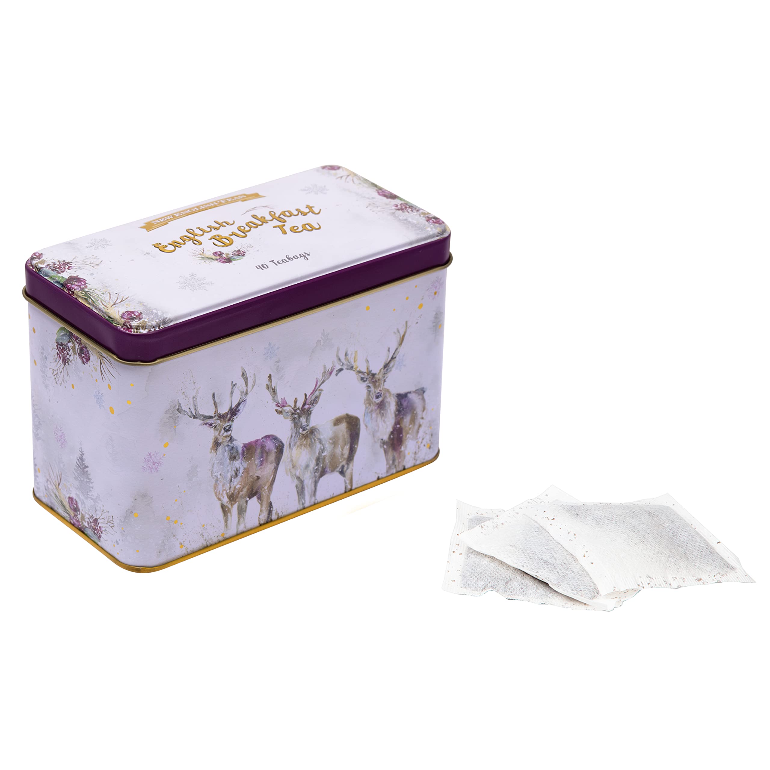 New English Teas Christmas Stag Tea Tin with 40 English Breakfast Teabags 8
