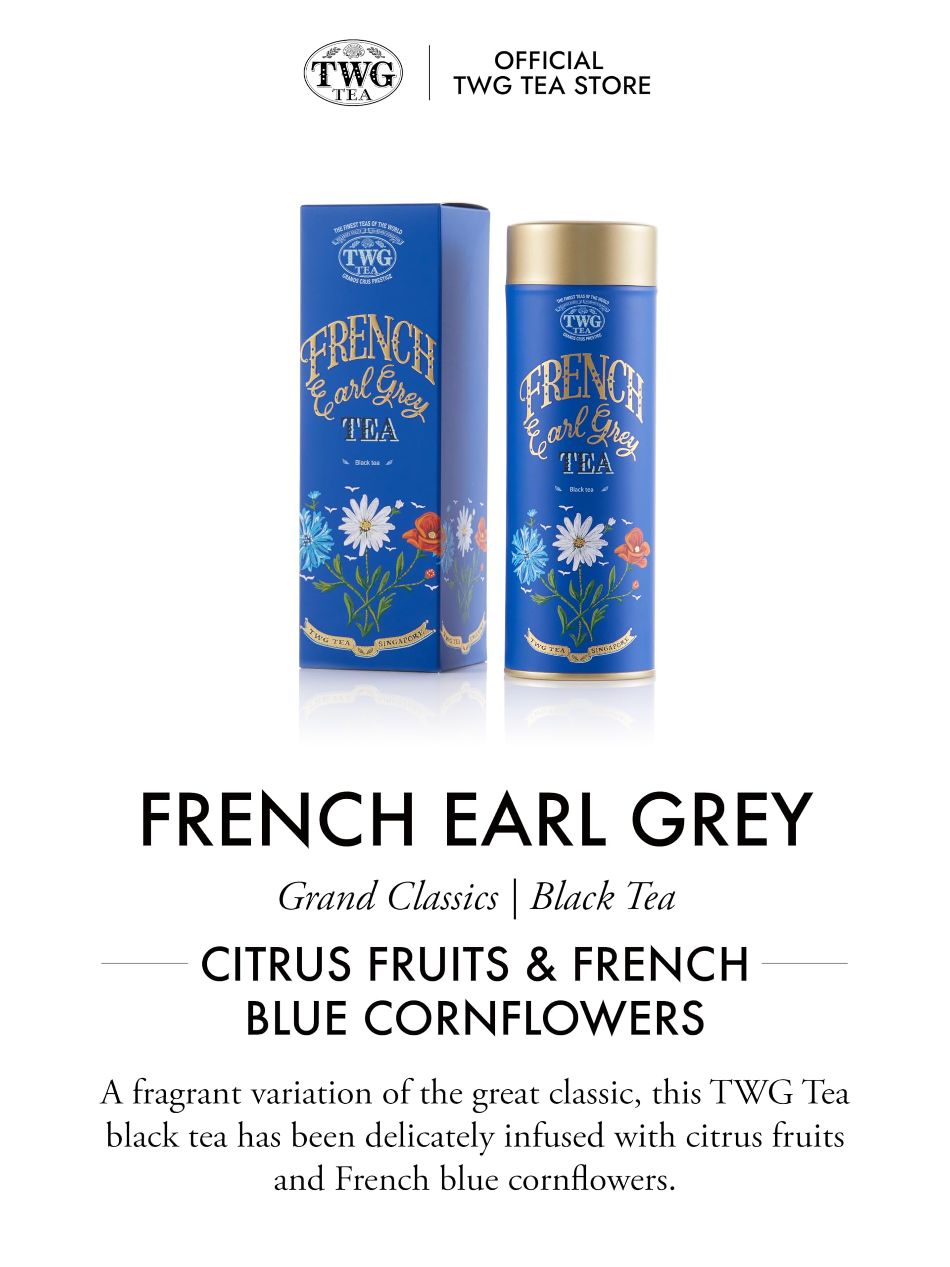 TWG Tea French Earl Grey Loose Leaf Black Tea with Bergamot & Blue Cornflowers 8
