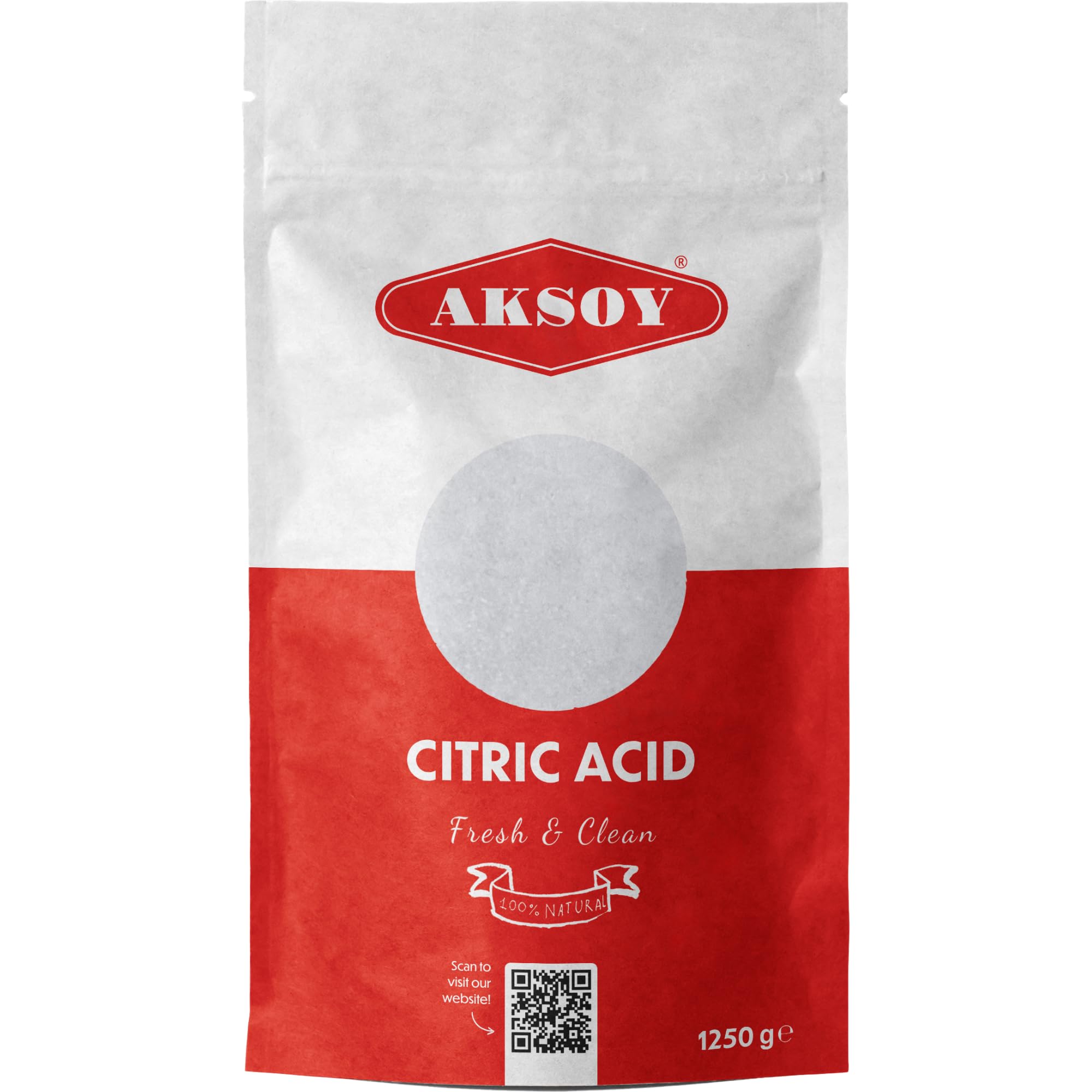Aksoy - Citric Acid Food Grade 1.25kg | Non-GMO, Anhydrous, for Cooking, Cleaning, Canning & Bath Bombs