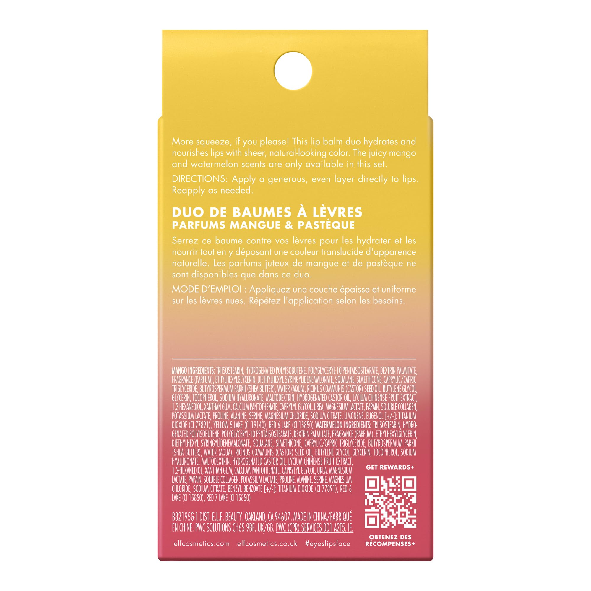 e.l.f. Squeeze Me More Lip Balm Duo (2 x 22.68g) – Mango & Watermelon Sheer Tint Moisturizing Lip Care 6
