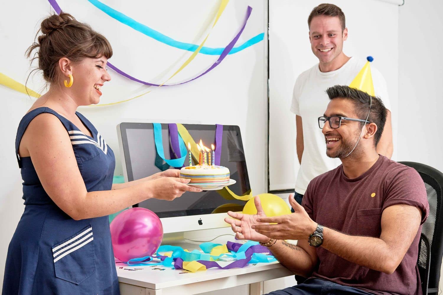 Talking Tables Rainbow Birthday Cake Candles with Holders - Party Decorations for Kids Birthday, 24 Pack 5