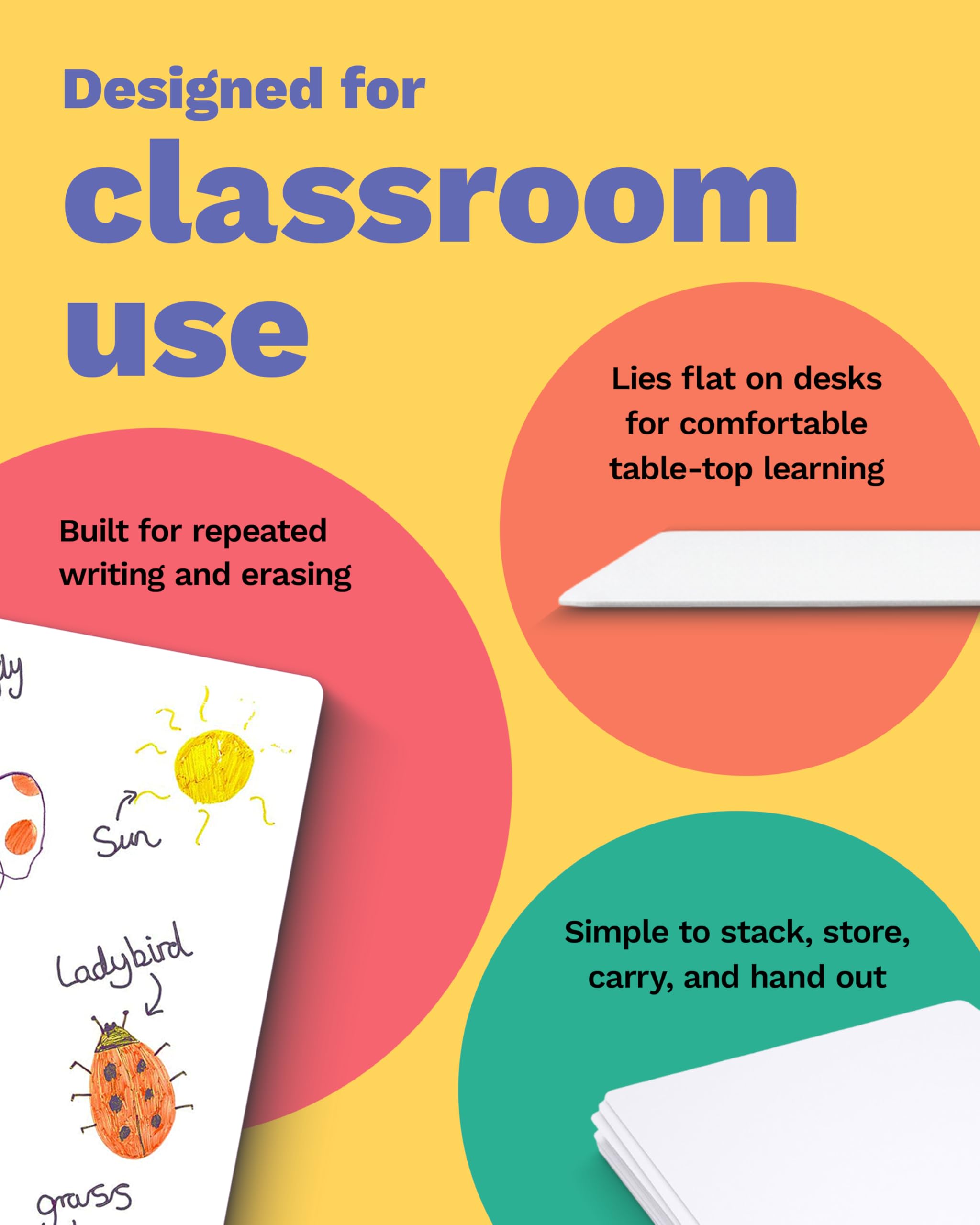SHOW-ME A4 Mini Whiteboards - Plain Drywipe, Lightweight 0.5mm, Pack of 10 4