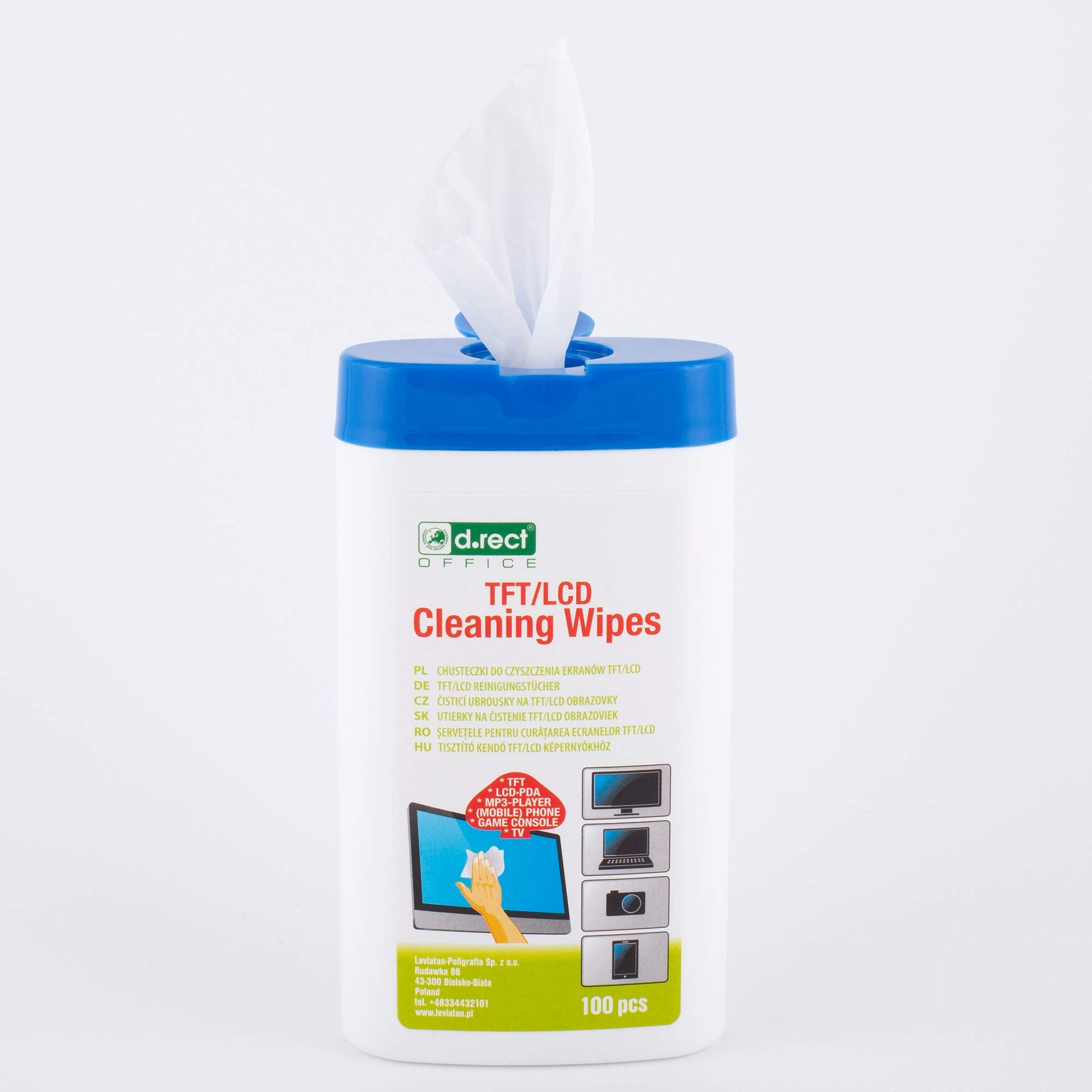 D.RECT Cleaning Wipes for TFT/LCD Screens, Laptops, Tablets - 100 Count Dispenser