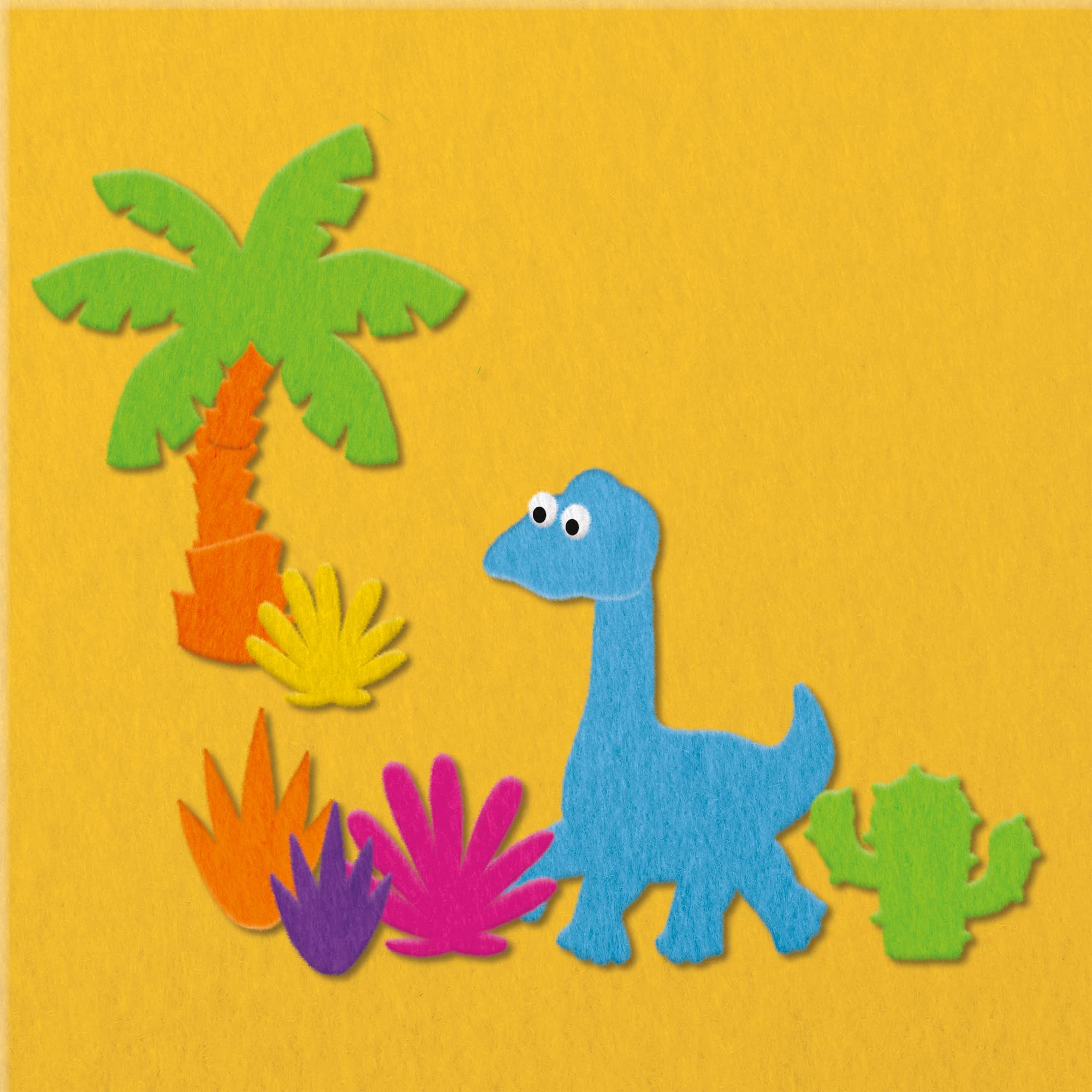 Fuzzy-Felt Dinosaur Set - 200+ Piece Creative Play Craft Kit for Kids 3+ 6