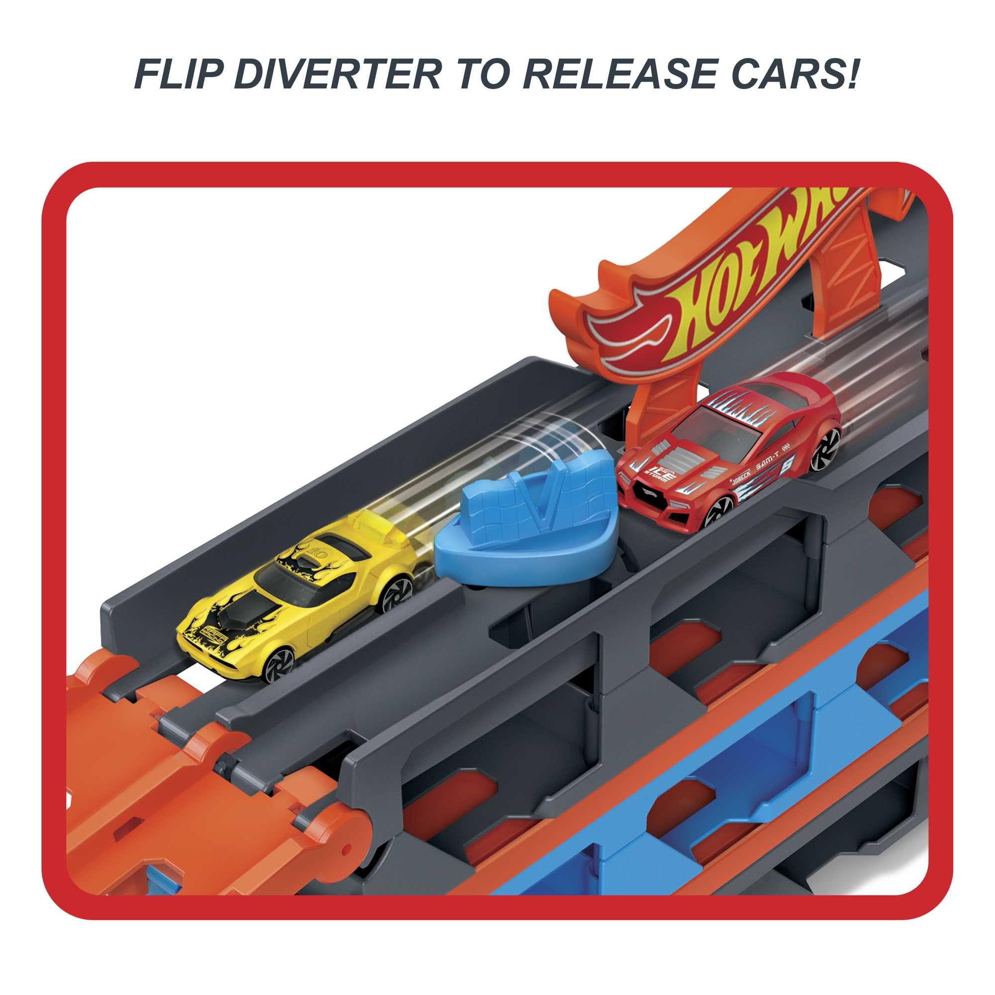 Hot Wheels Speedway Hauler Storage Carrier with 3 Cars & 6-Foot Race Track HGH33 3