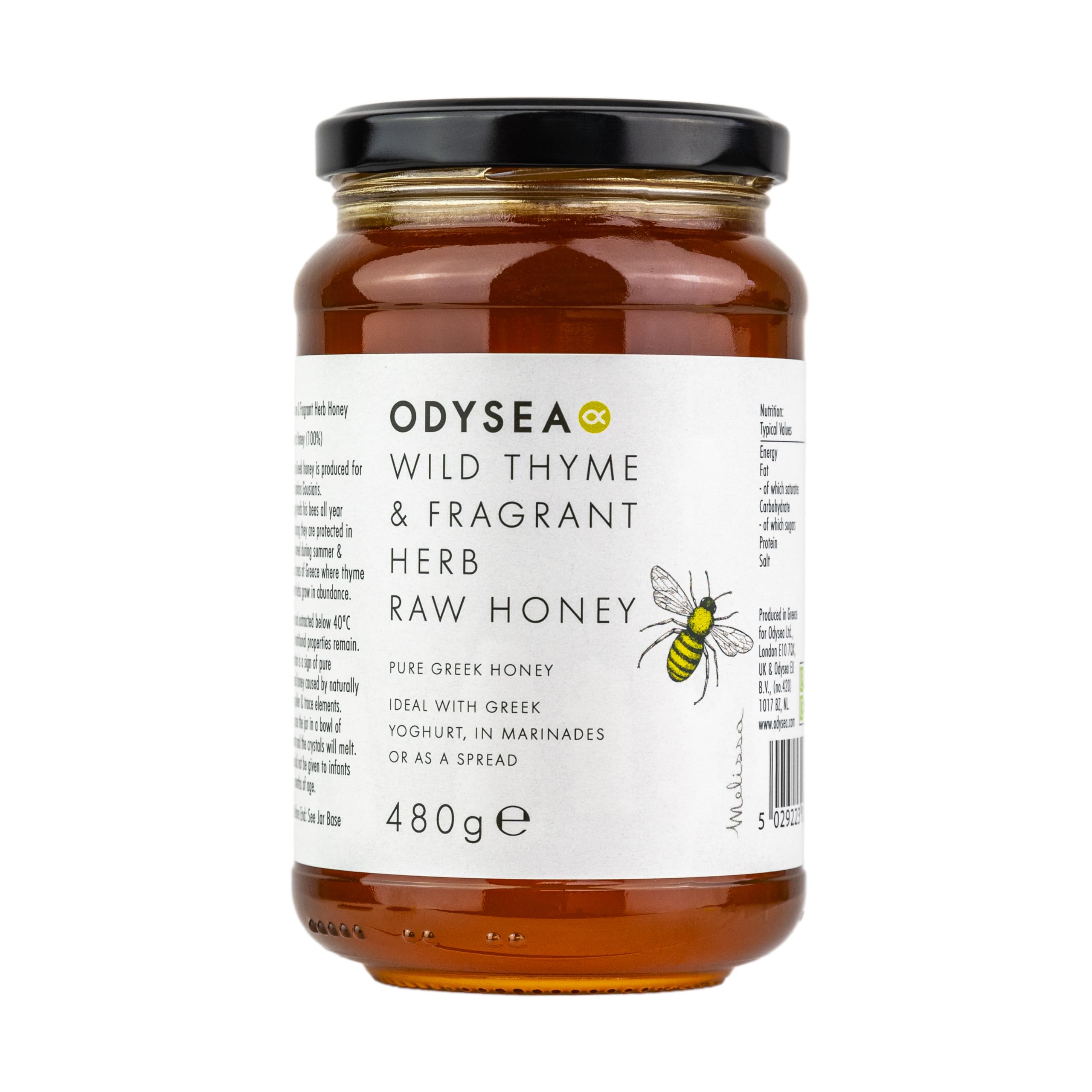 Odysea Wild Thyme and Fragrant Herb Raw Greek Honey, 480g