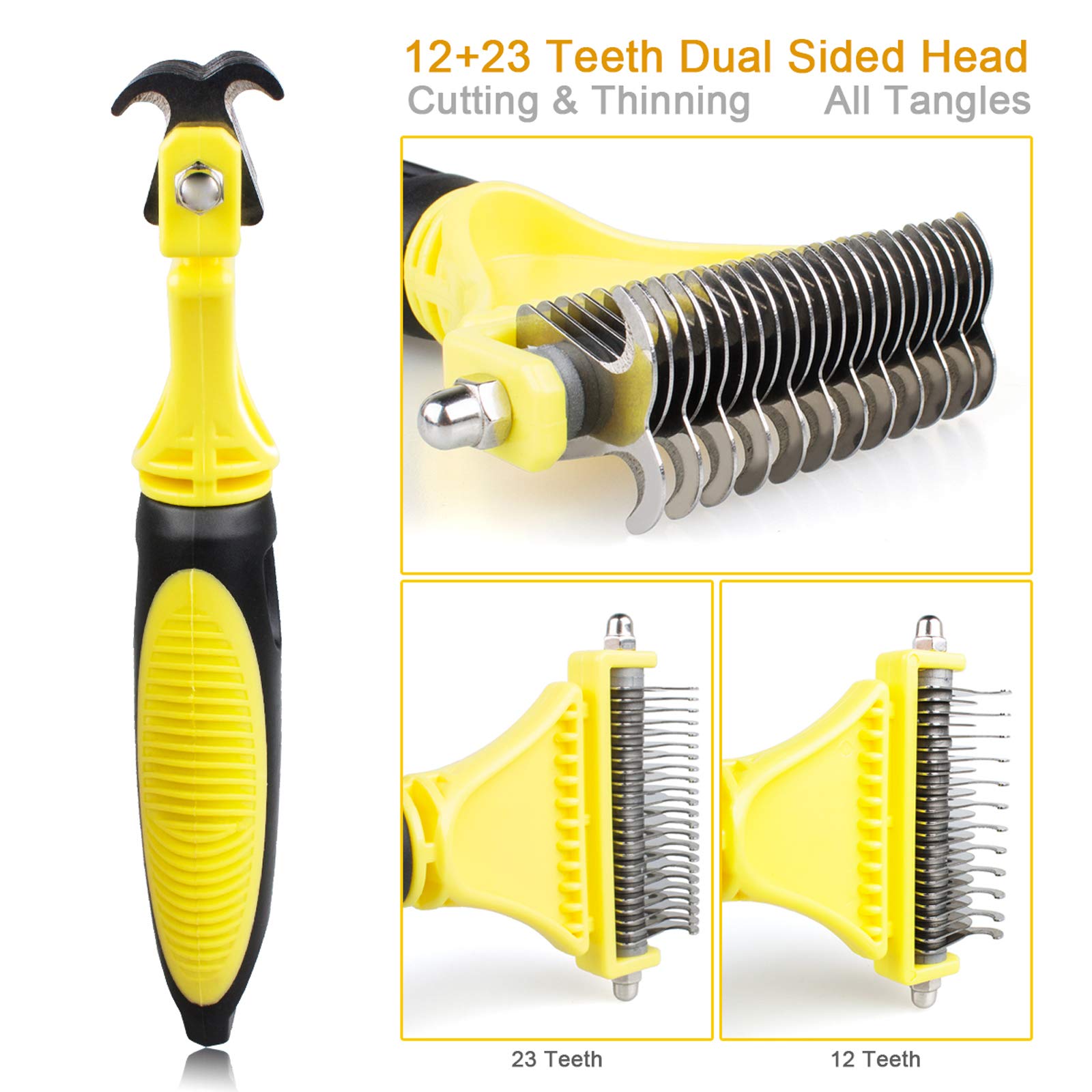 morpilot Double Sided Undercoat Rake Dematting Tool | 23+12 Teeth | Reduces Hair Loss up to 90% 3