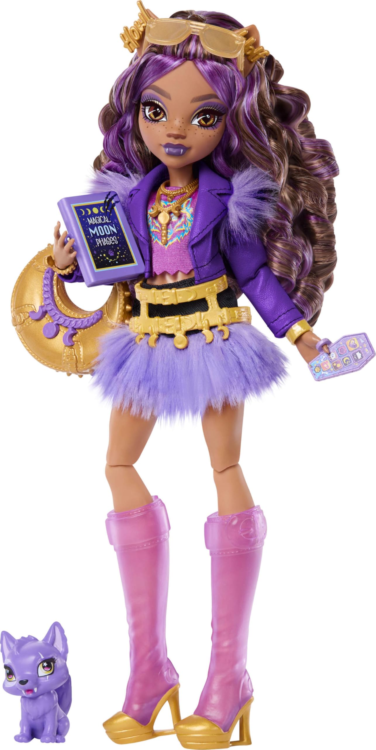 Monster High Clawdeen Wolf Doll - Purple Moto Jacket & Furry Skirt with Accessories