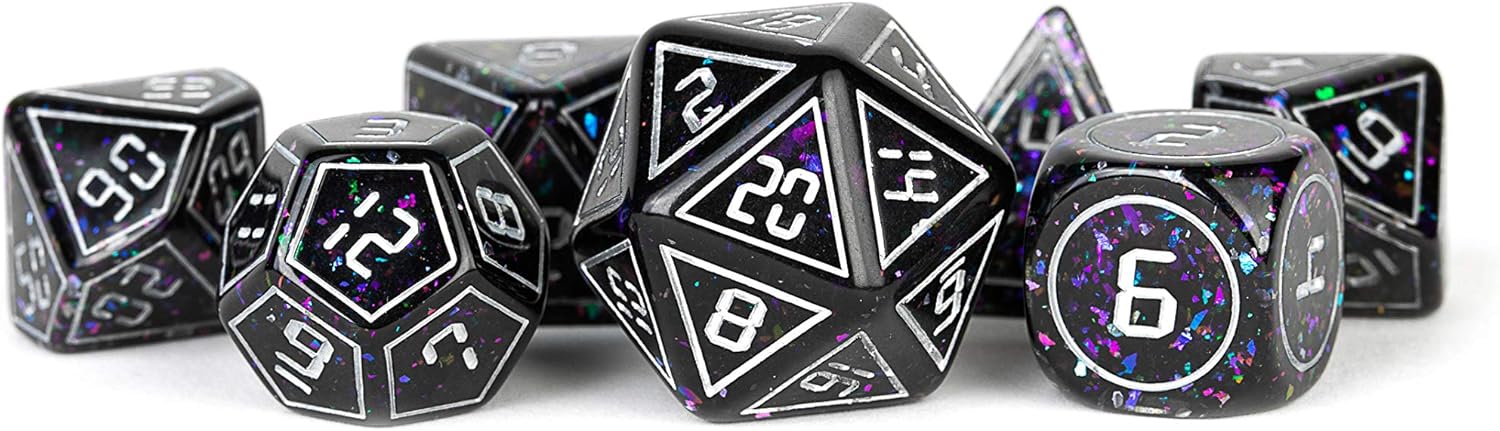 Metallic Dice Games Framed Void 16mm Resin Poly Dice Set