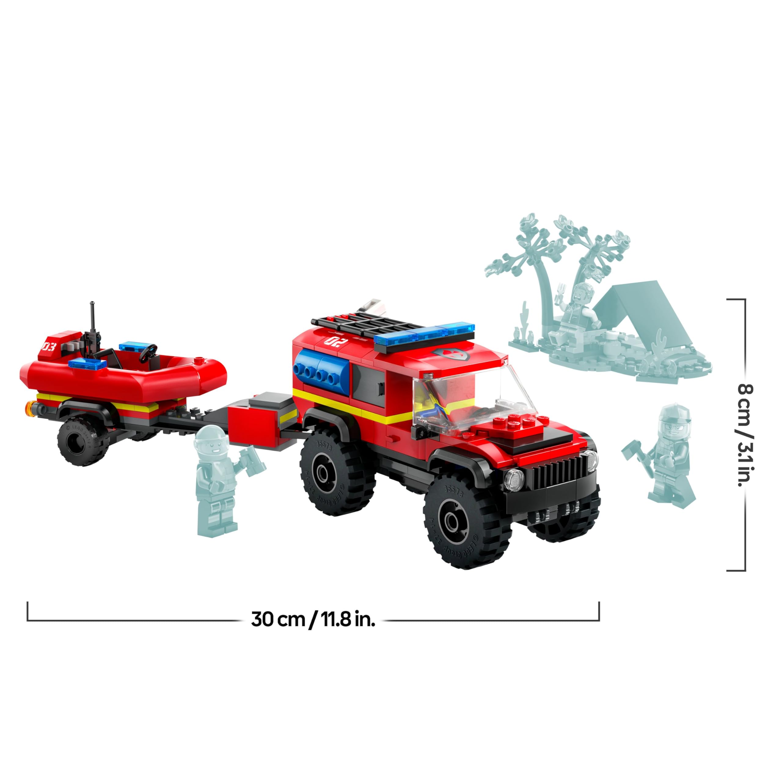 LEGO City 4x4 Fire Engine with Rescue Boat Building Set - Fire Rescue Playset for Ages 5+ 10