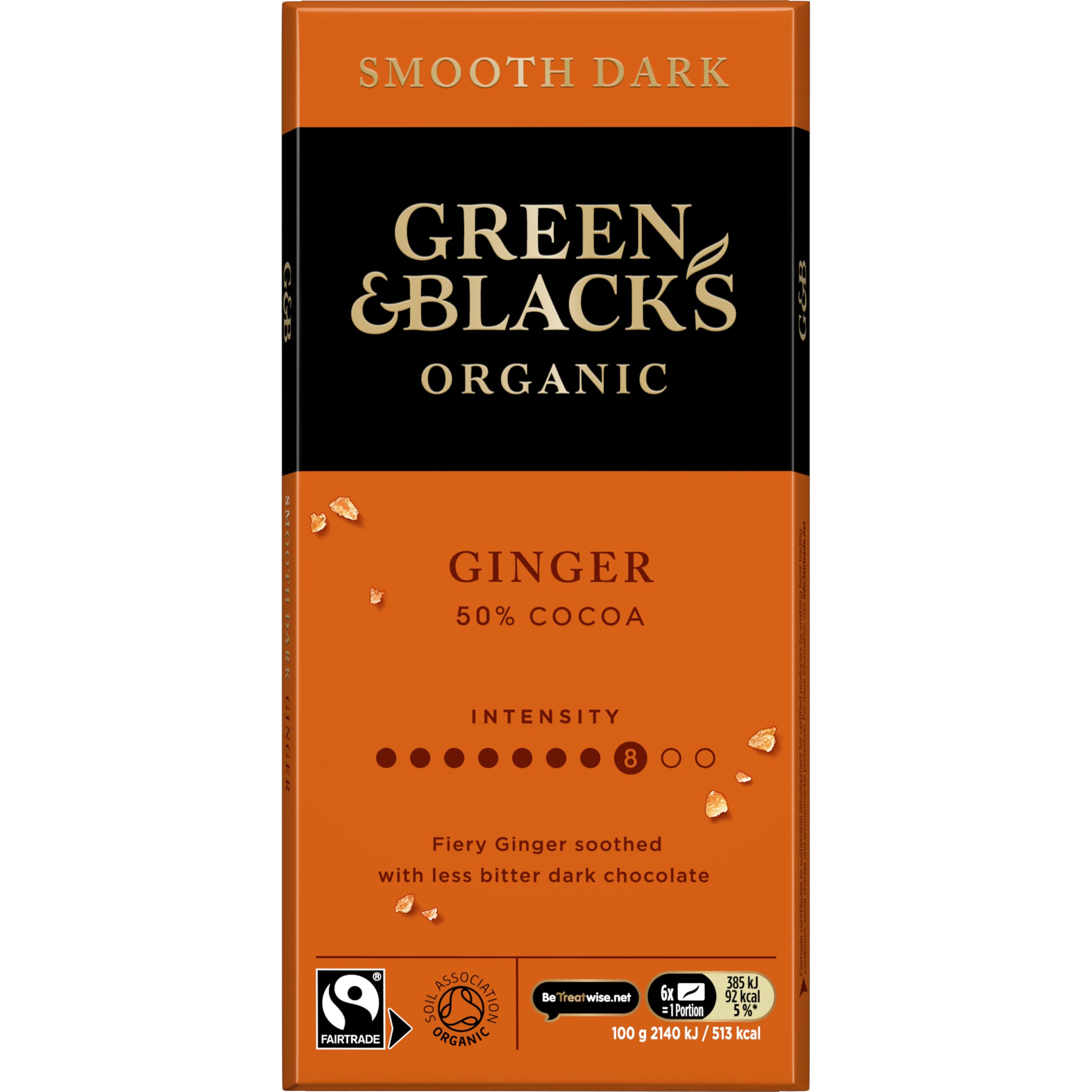 Green & Black's Organic Ginger Smooth Dark Chocolate Bar 50% Cocoa, 100g 4