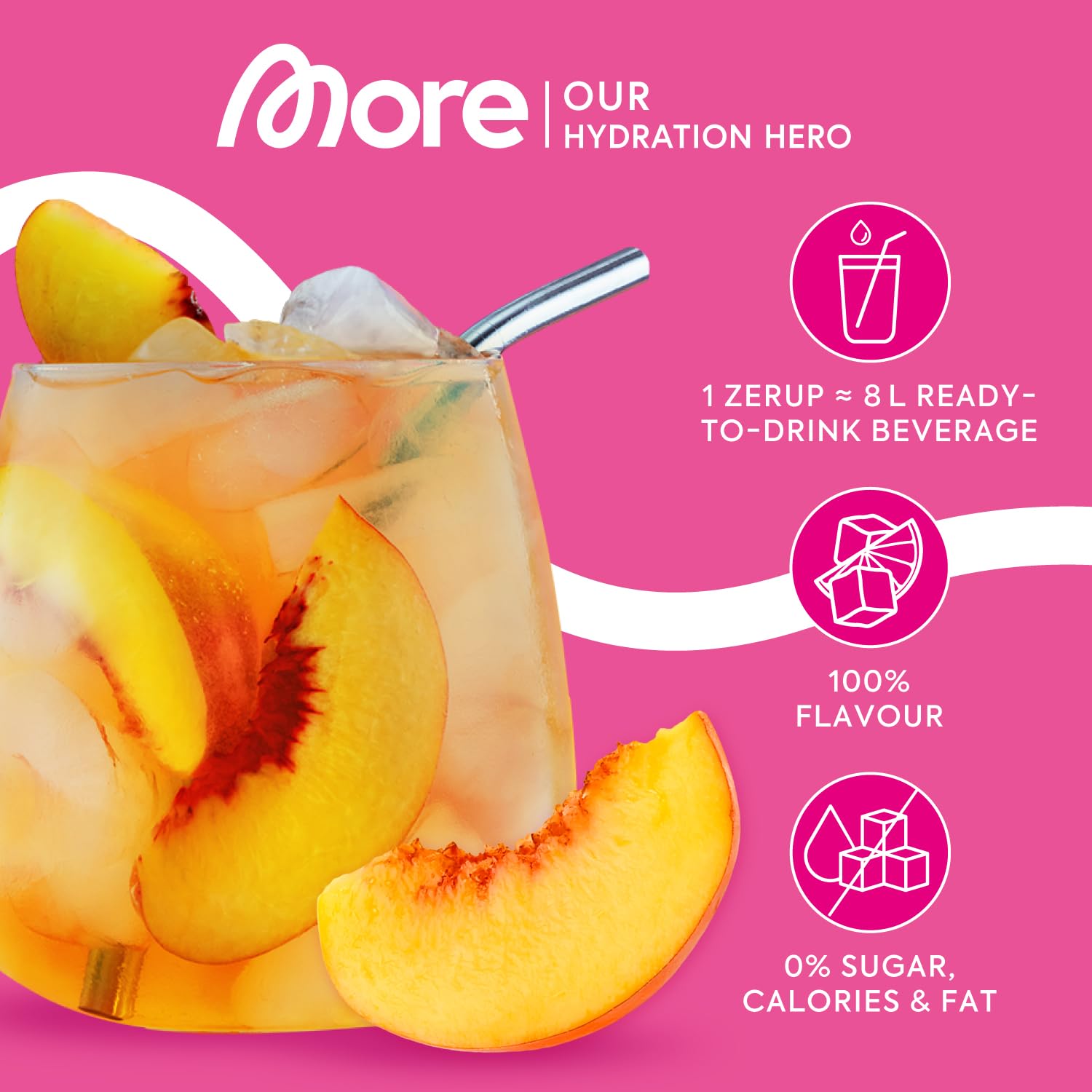 MORE Zerup Peach Iced Tea Zero Calorie Sirup mit echten Fruchtextrakten, 65 ml Konzentrat 4
