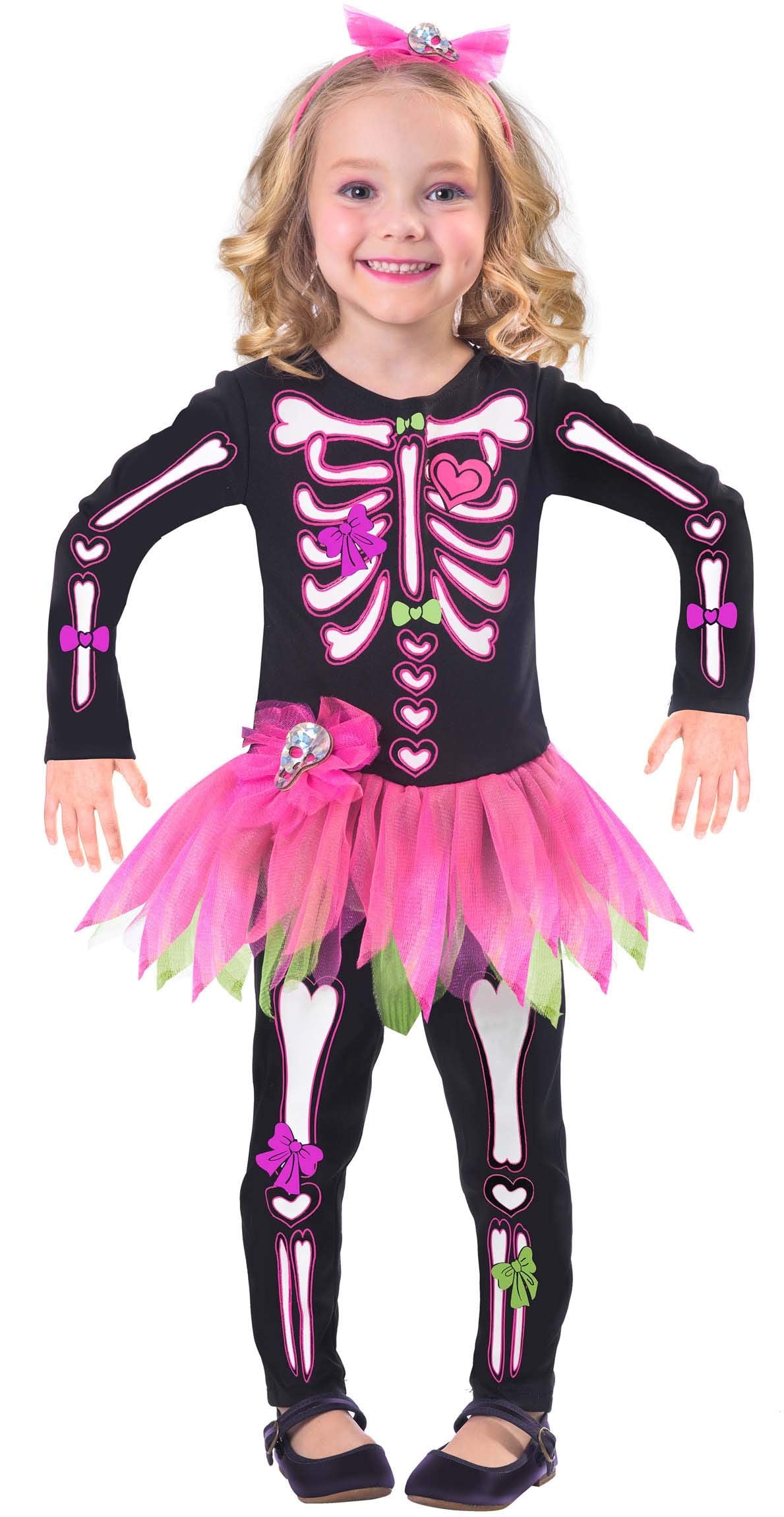 Amscan Fancy Bones Skeleton Costume - Child Girls 2-3 Years