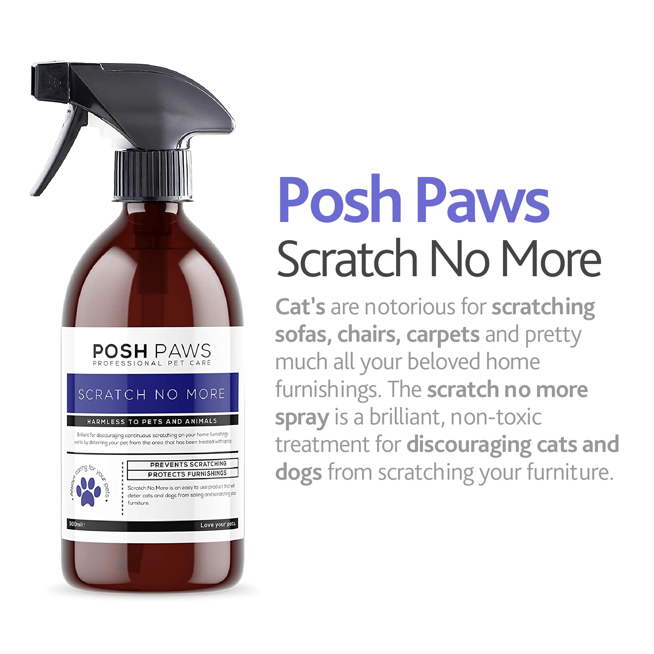 McK LORDS Scratch No More Cat Deterrent Spray - Prevents Scratching | Protects Furnishings | 500ml