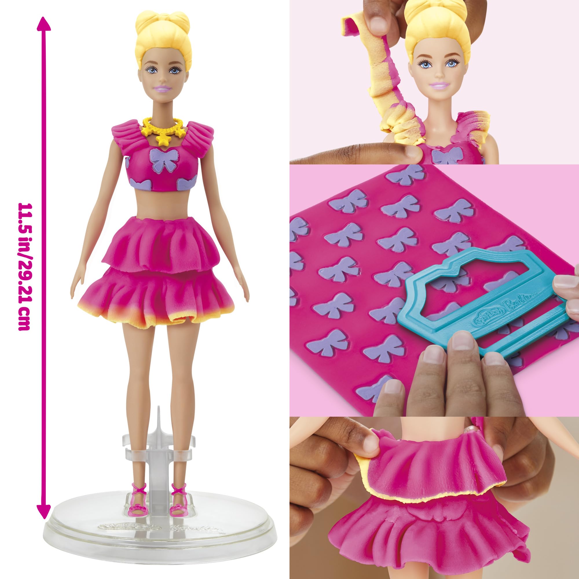 Play-Doh Barbie Ruffles and Bows Doll Set - Fashion Design Kit for Ages 5+ 9