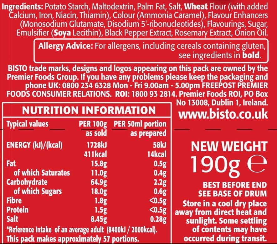 Bisto Rindersaucengranulat mit reduziertem Salzgehalt – 190-g-Behälter 4