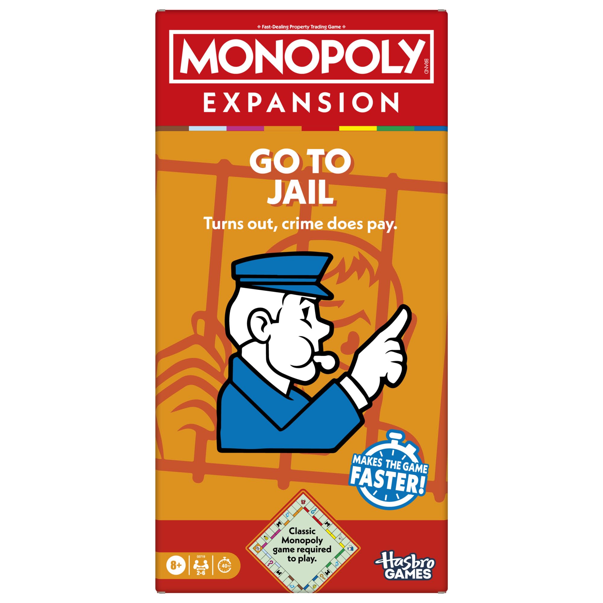 Monopoly Go to Jail Expansion - Play in Half the Time | Ages 8+ | Up to 6 Players