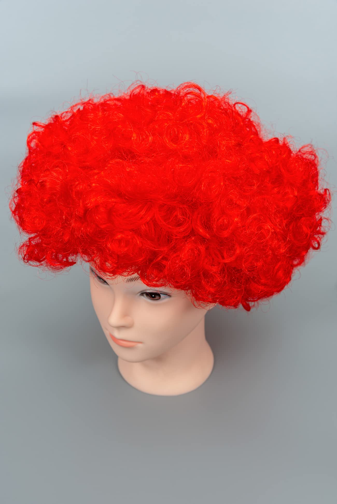 SHATCHI Red Curly Afro Wig for Fancy Dress, 70s Disco Costume, Unisex Party Accessory 8