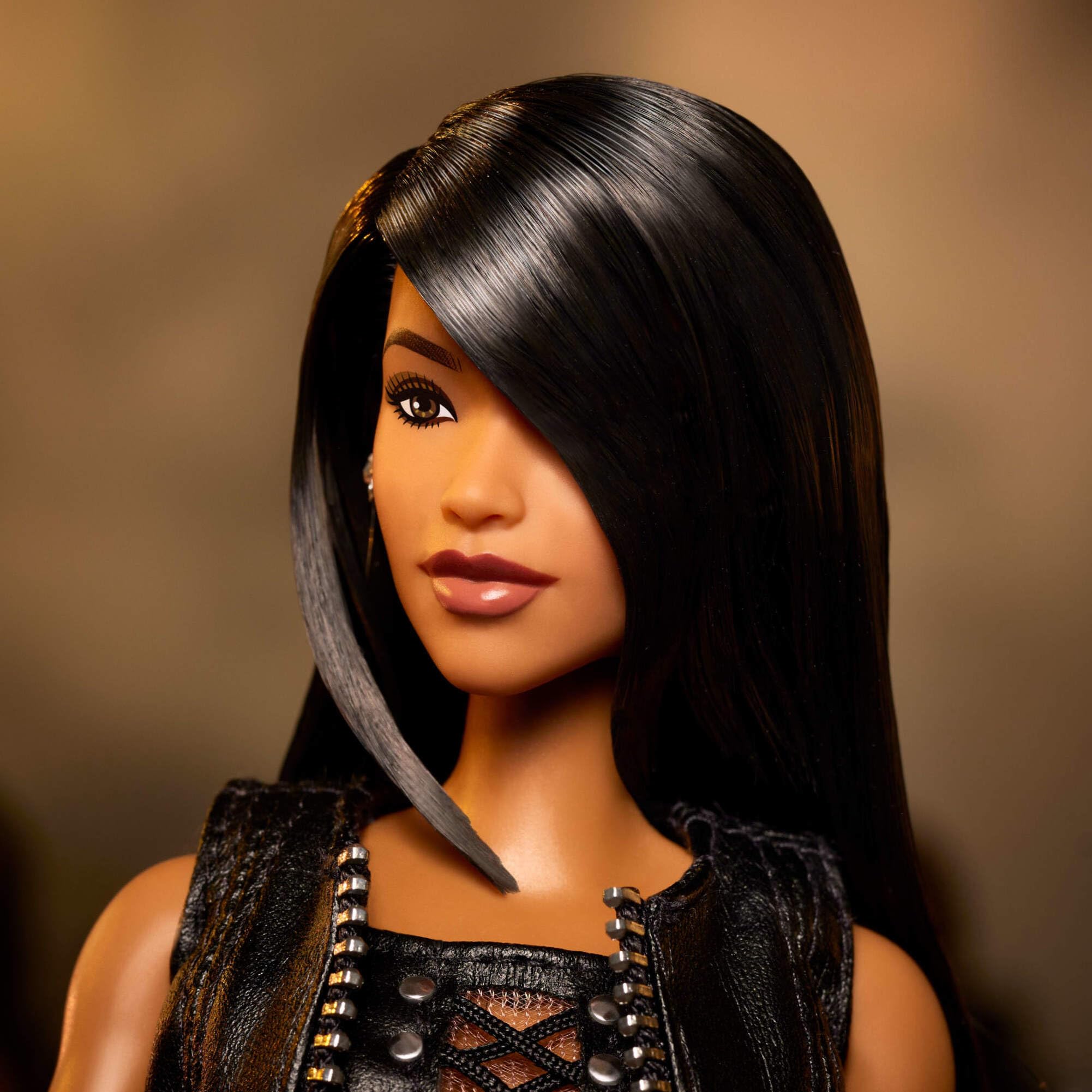 Barbie Signature Aaliyah Collectible Doll - '90s Inspired Faux Leather Outfit 4