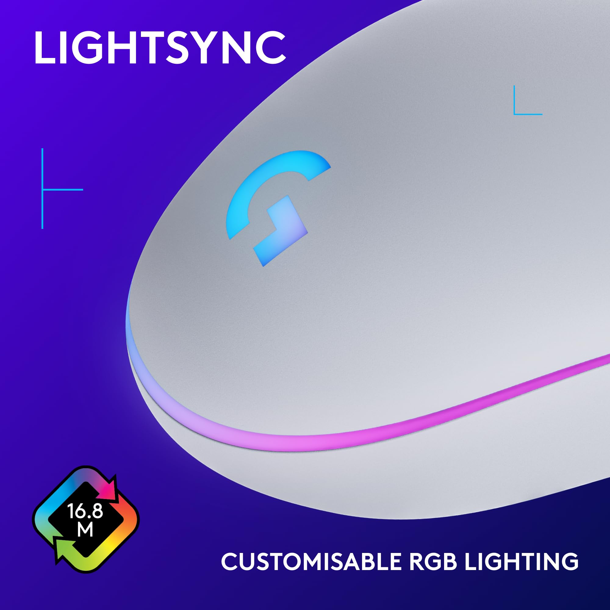Logitech G203 LIGHTSYNC Gaming Mouse - 8K DPI, 6 Programmable Buttons, RGB Lighting, Lightweight Design - White 14