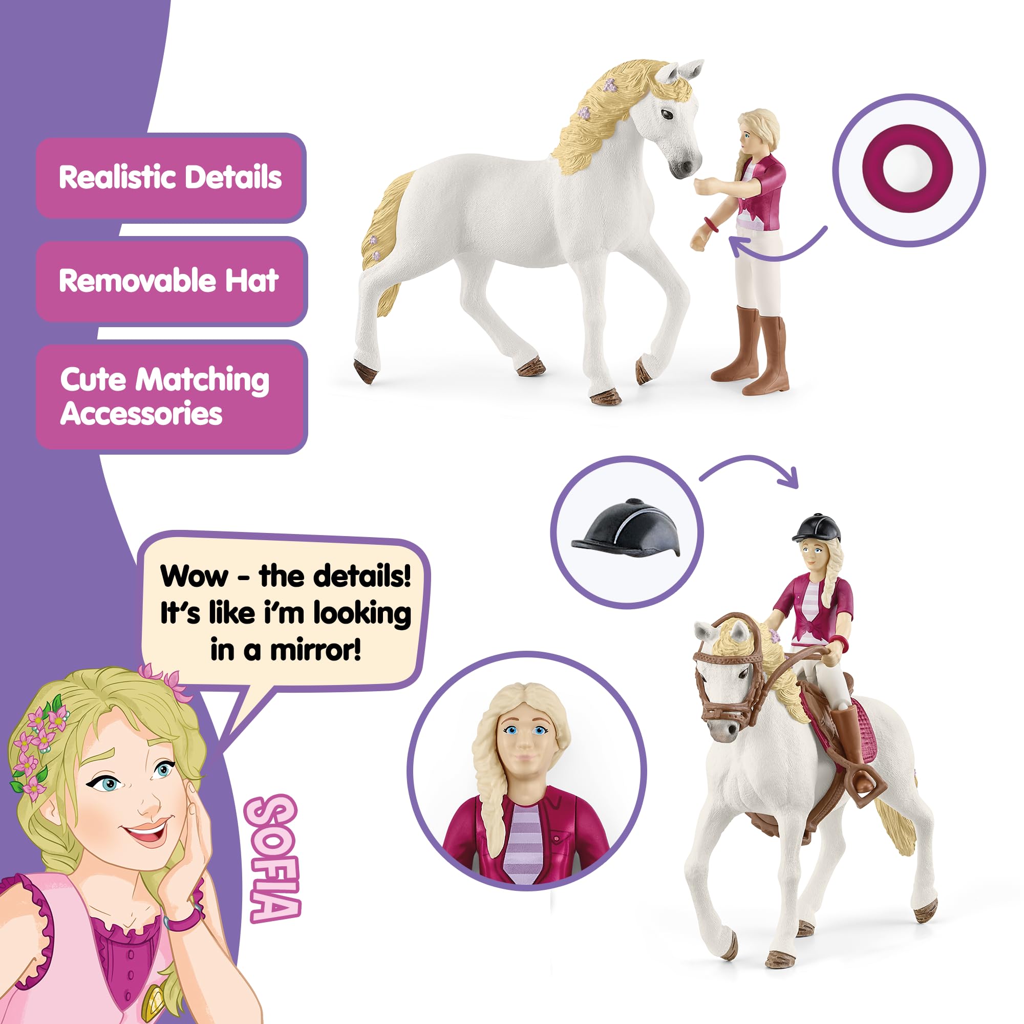 SCHLEICH Horse Club Sofia & Blossom Playset - 10-Piece Action Figure Set for Kids 5+ 7