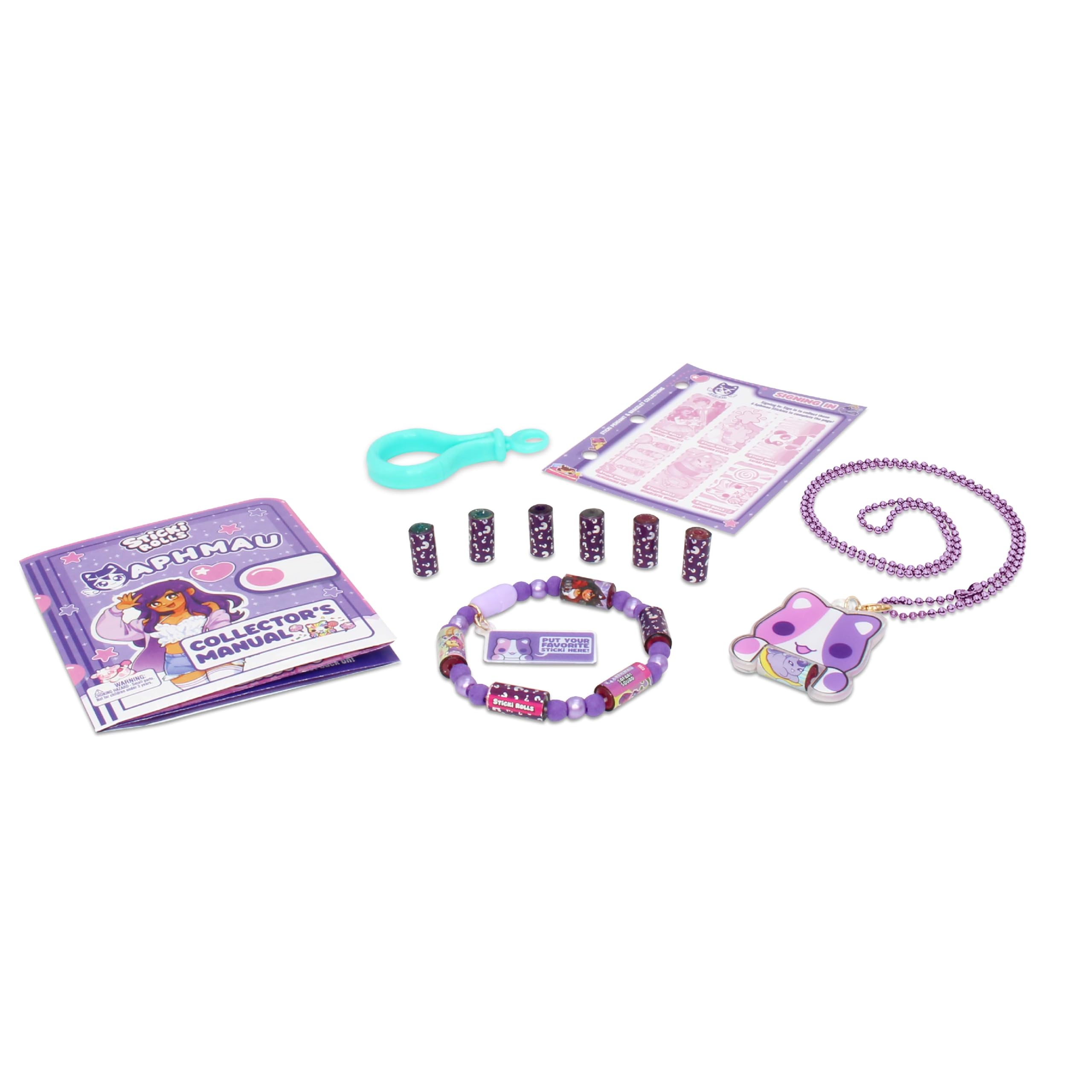 Sticki Rolls x Aphmau Pendant & Bracelet Set - Holographic Cat Sticker Dispenser with 120 Kawaii Foil Stickers 9