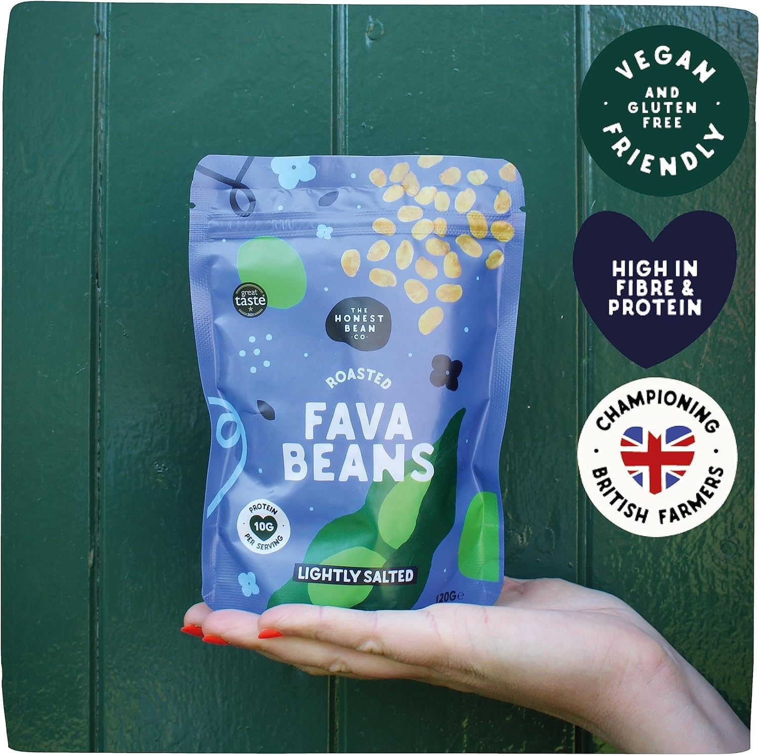The Honest Bean Co Roasted Fava Beans Lightly Salted High Protein Vegan Snack 120g 4