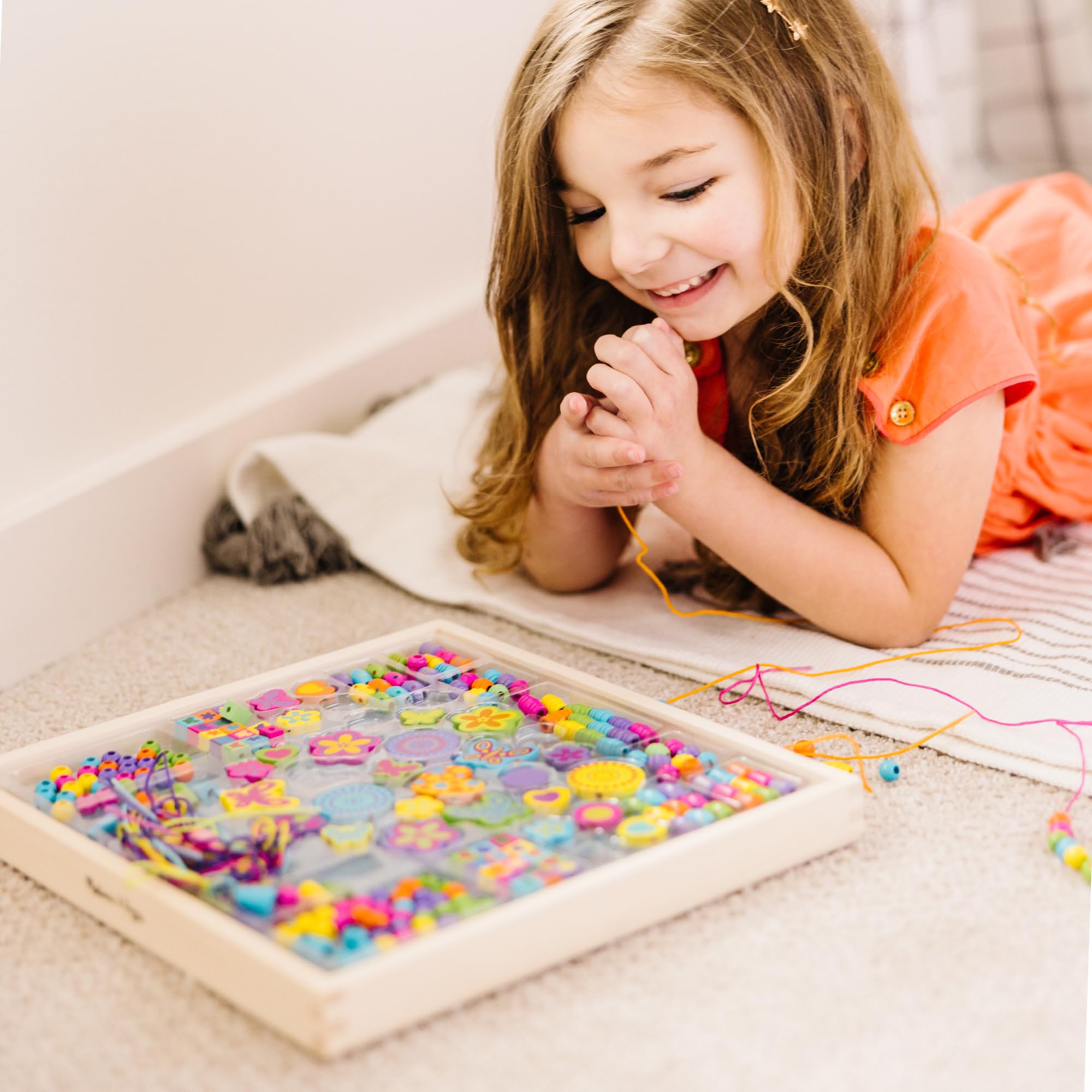 Melissa & Doug Wooden Bead Bouquet - Jewelry Making Craft Kit for Kids 4-8 10