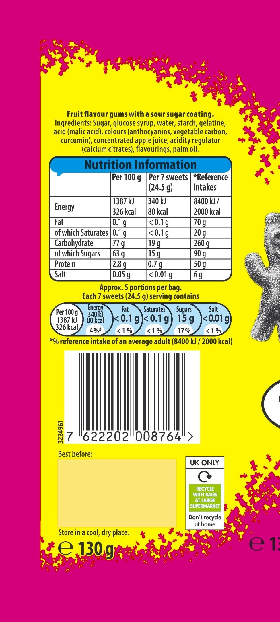 Sour Patch Kids, saure Süßigkeiten mit gemischtem Fruchtgeschmack, würzige und zähe vegane Süßigkeiten, 130 g 5