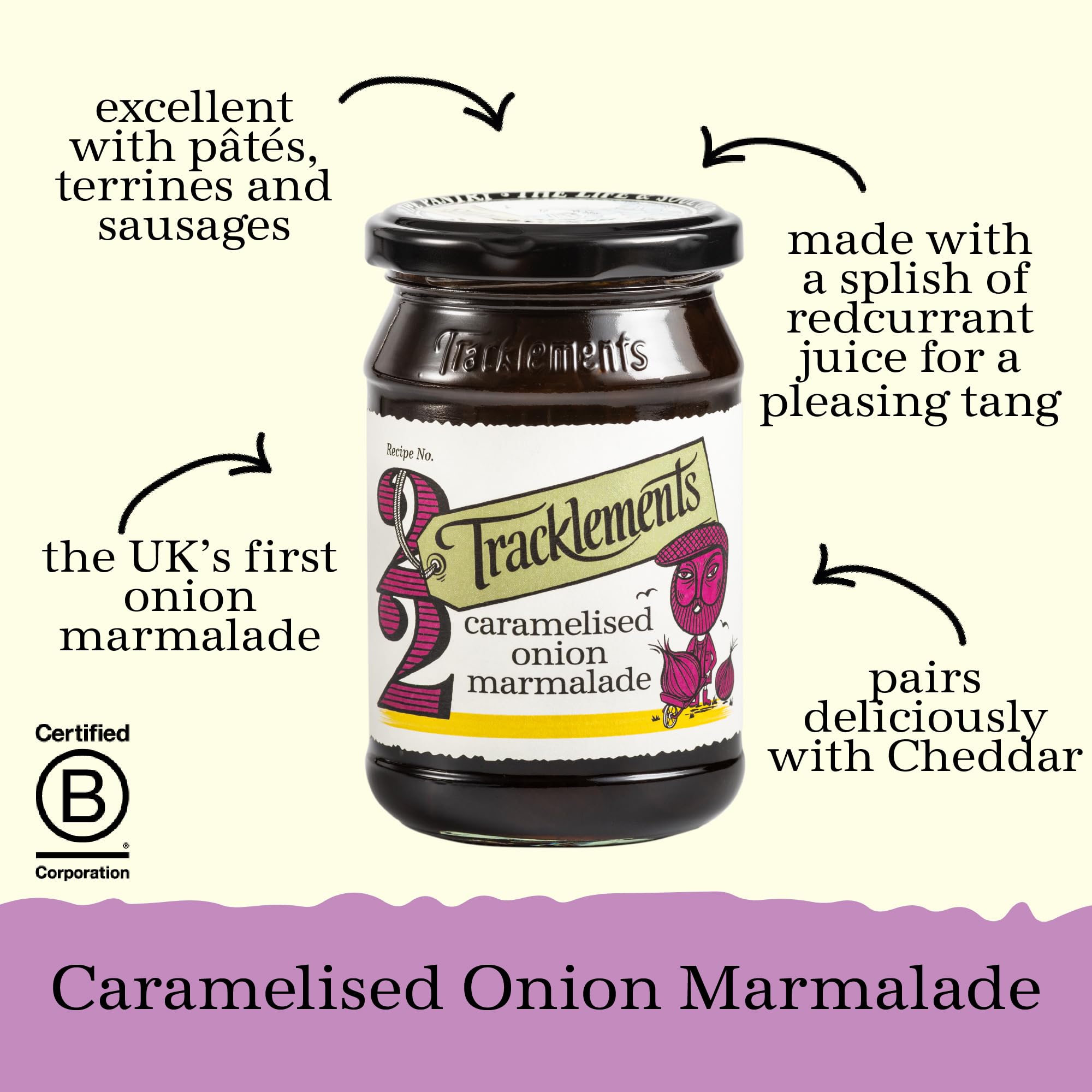 Tracklements Caramelised Onion Marmalade - Vegan Friendly, Gluten Free, 345g Jar