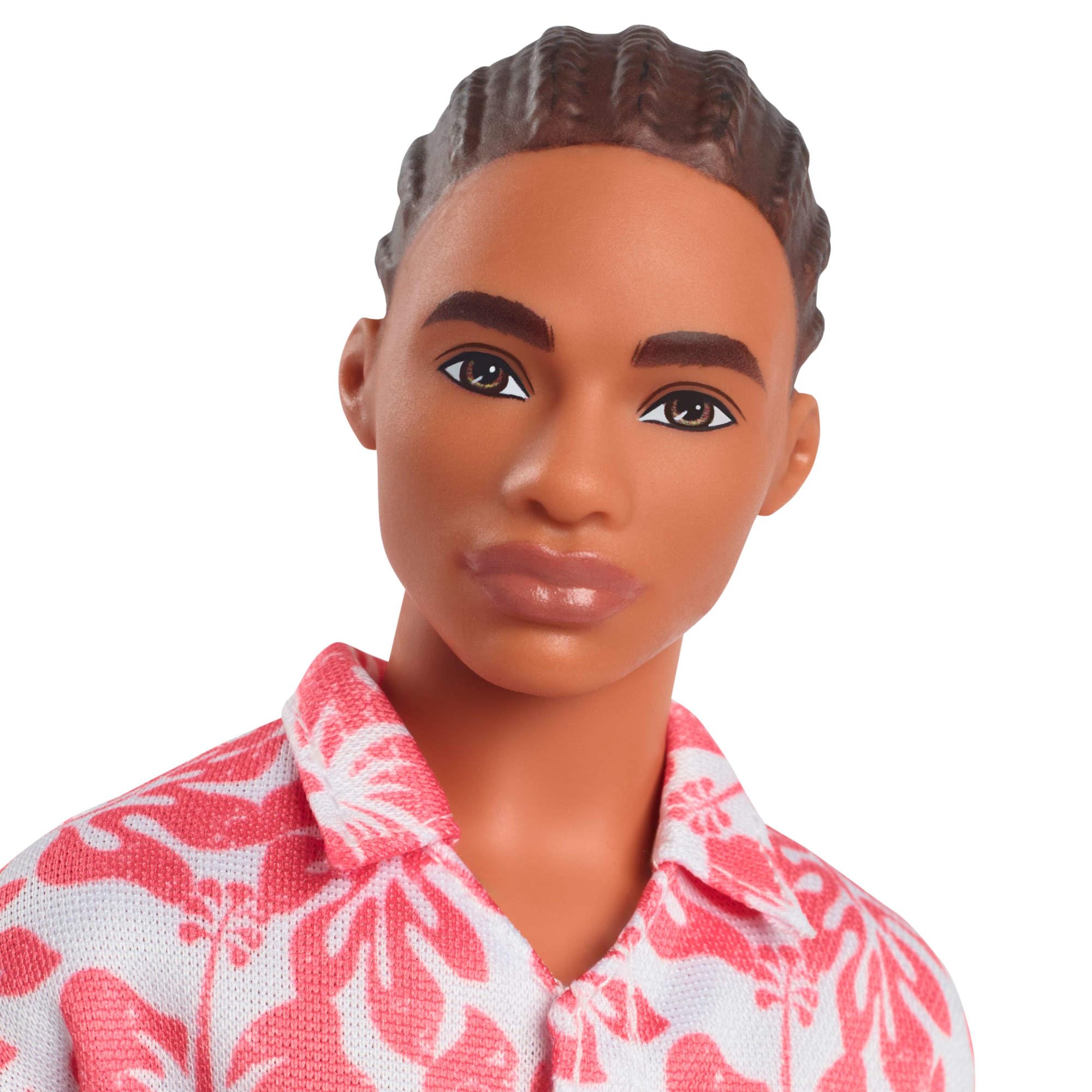 Barbie Fashionistas Ken Doll #235 - Braided Brown Hair & Coral Hawaiian Print Jumpsuit 6