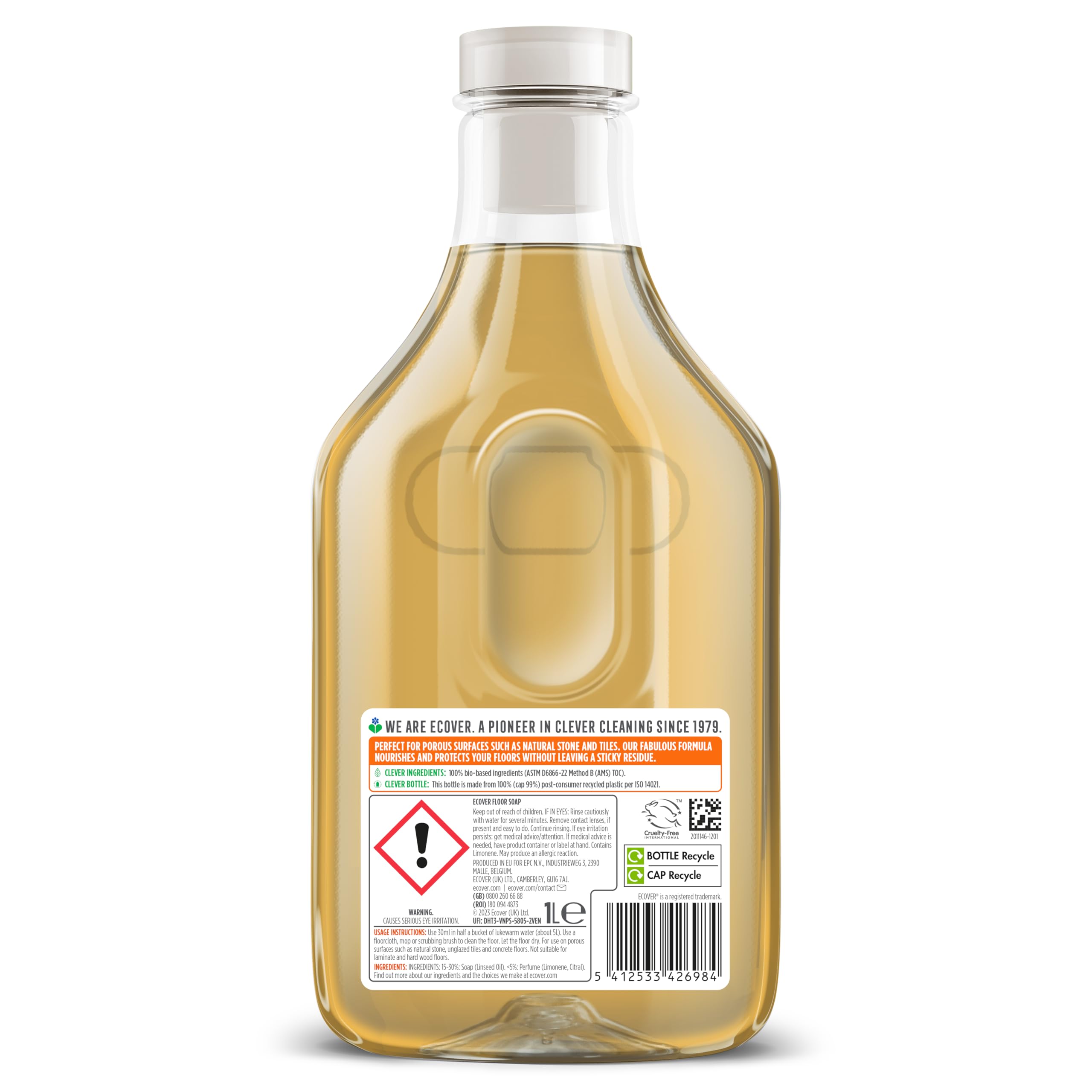 Ecover Orange &amp; Lemon Bodenseife, Mehrflächenreiniger für Naturstein und Fliesen 4