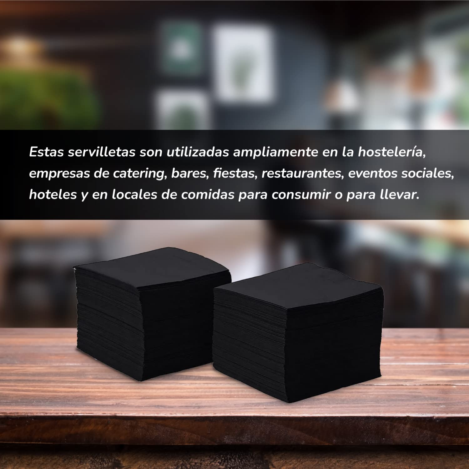 Hostelnovo Black Micro-Quil Paper Napkins - Pack of 600 Disposable Cocktail Napkins 7