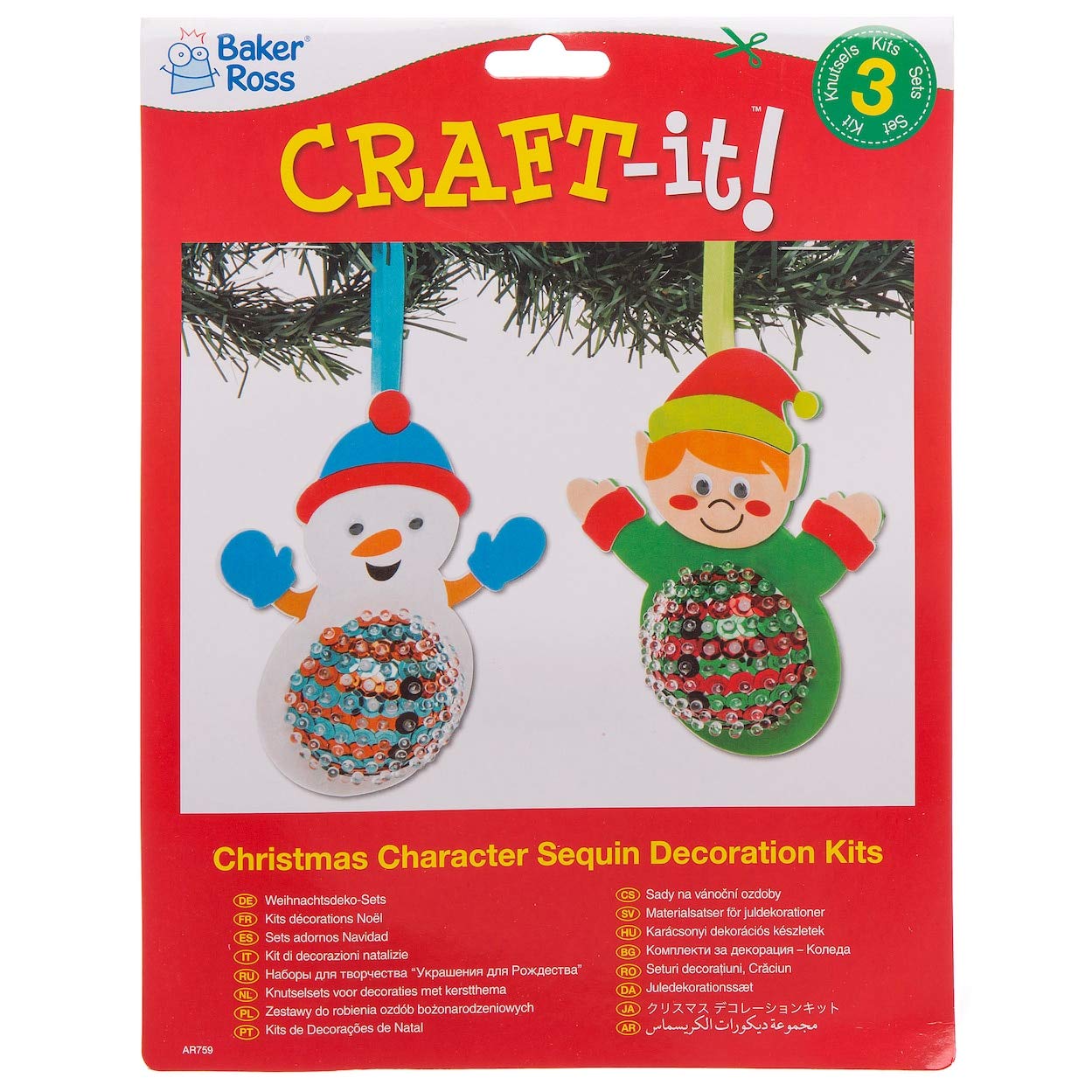 Baker Ross Christmas Character Bauble Decoration Kits – Pack of 3, Ages 5+ 8