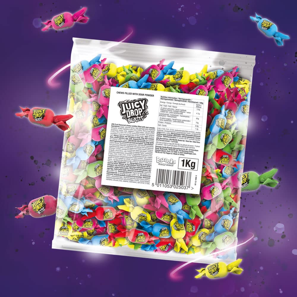 Juicy Drop Blasts Süßigkeiten 1 kg – 6 verschiedene Geschmacksrichtungen (Wassermelone, Erdbeere, Zitrone, Himbeere, Apfel, Cola) 8