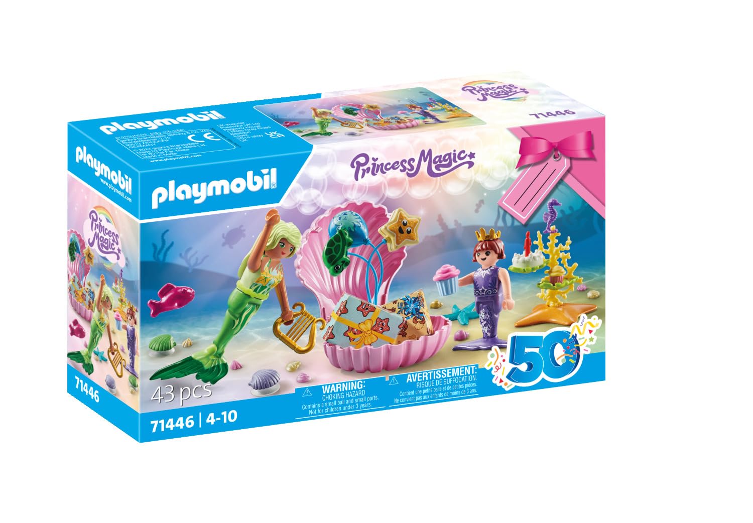 Playmobil 71446 Princess Magic: Mermaid Birthday Party Playset for Kids 4+ 6