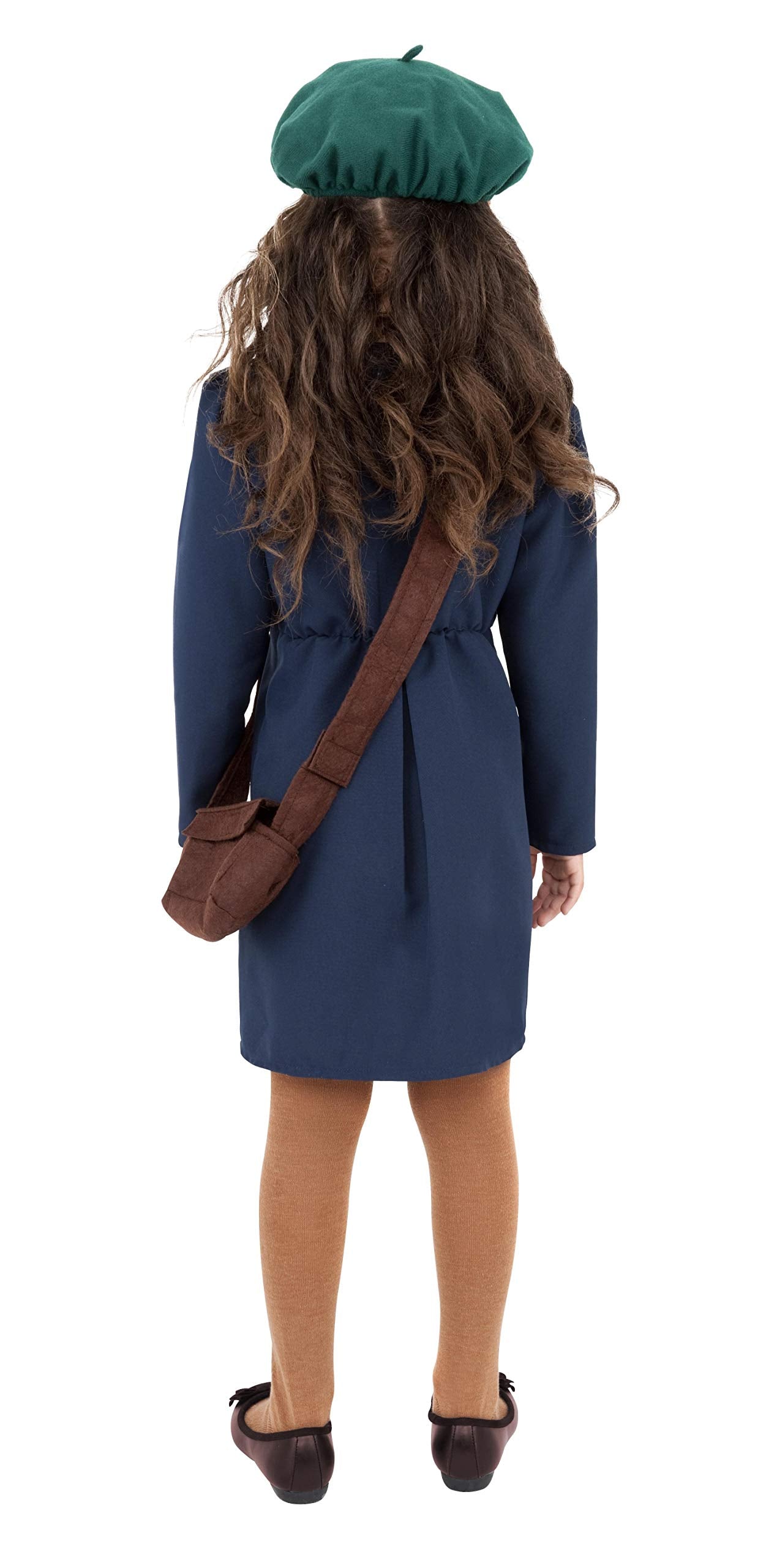 Smiffys World War II Evacuee Girl Costume - Blue Dress, Hat & Bag, Ages 7-9 6
