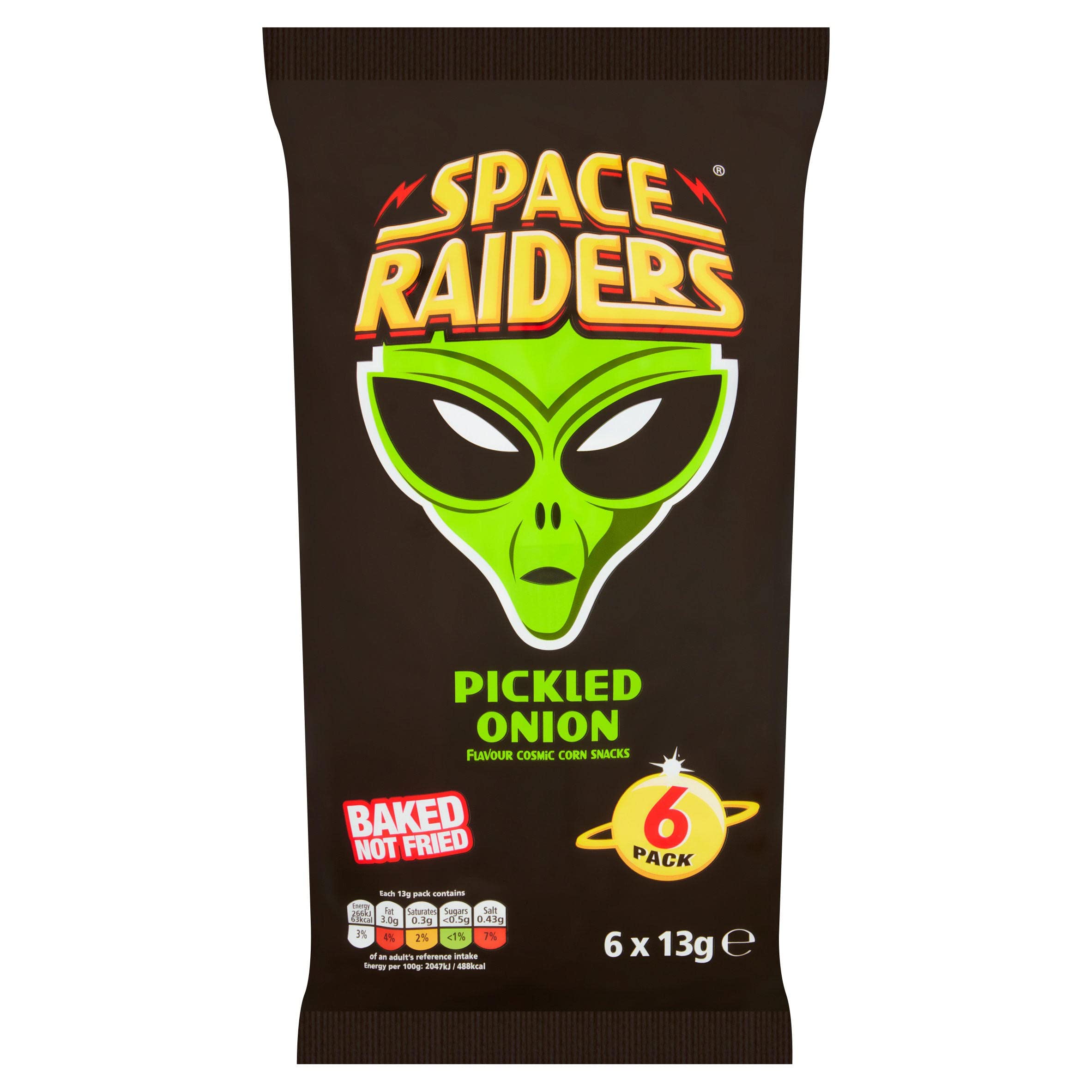 Space Raiders - Pickled Onion Flavour Crisps (6 Pack)