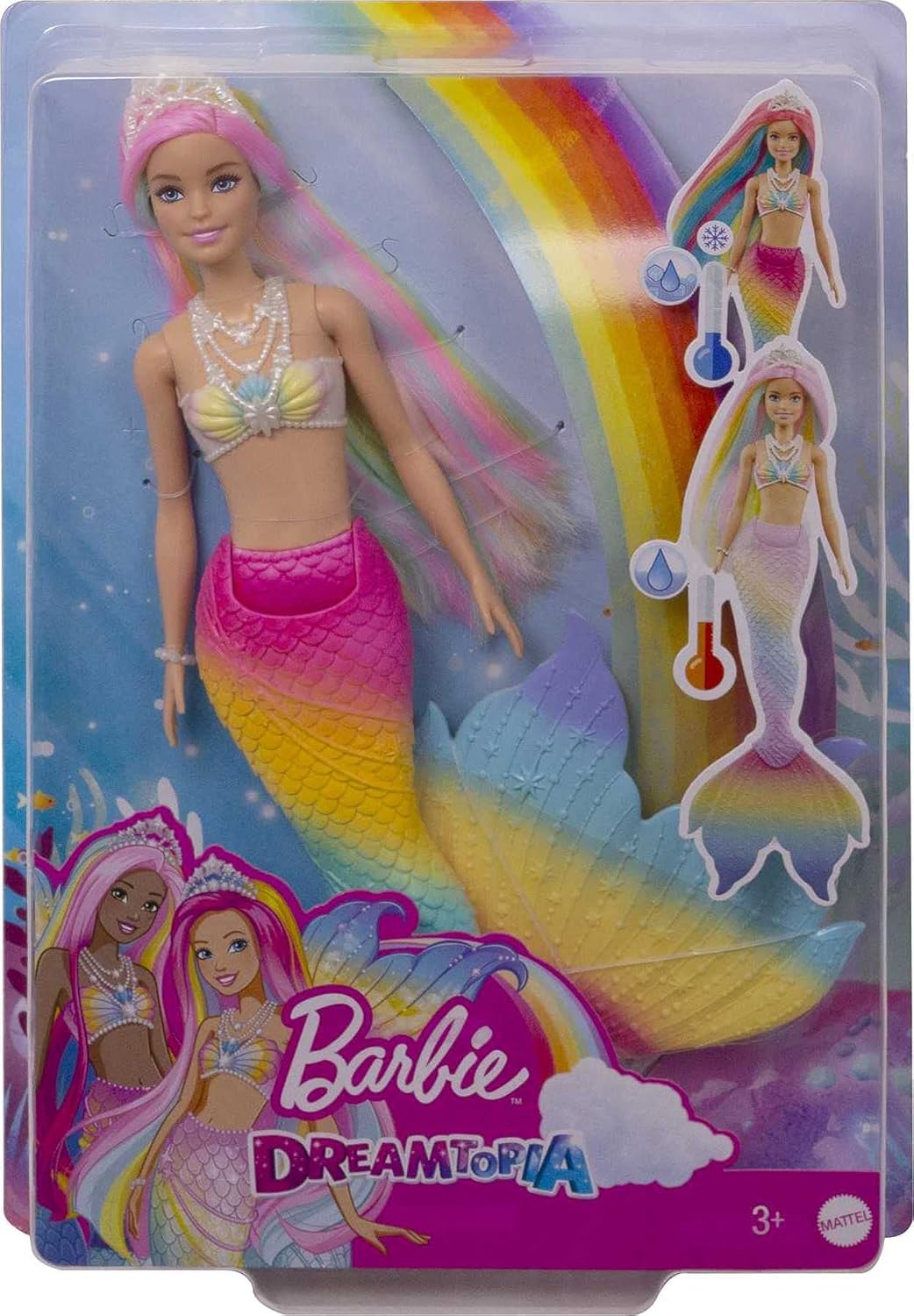 Barbie Dreamtopia Rainbow Magic Mermaid Doll - Water-Activated Color Change Feature, Ages 3 to 7 6