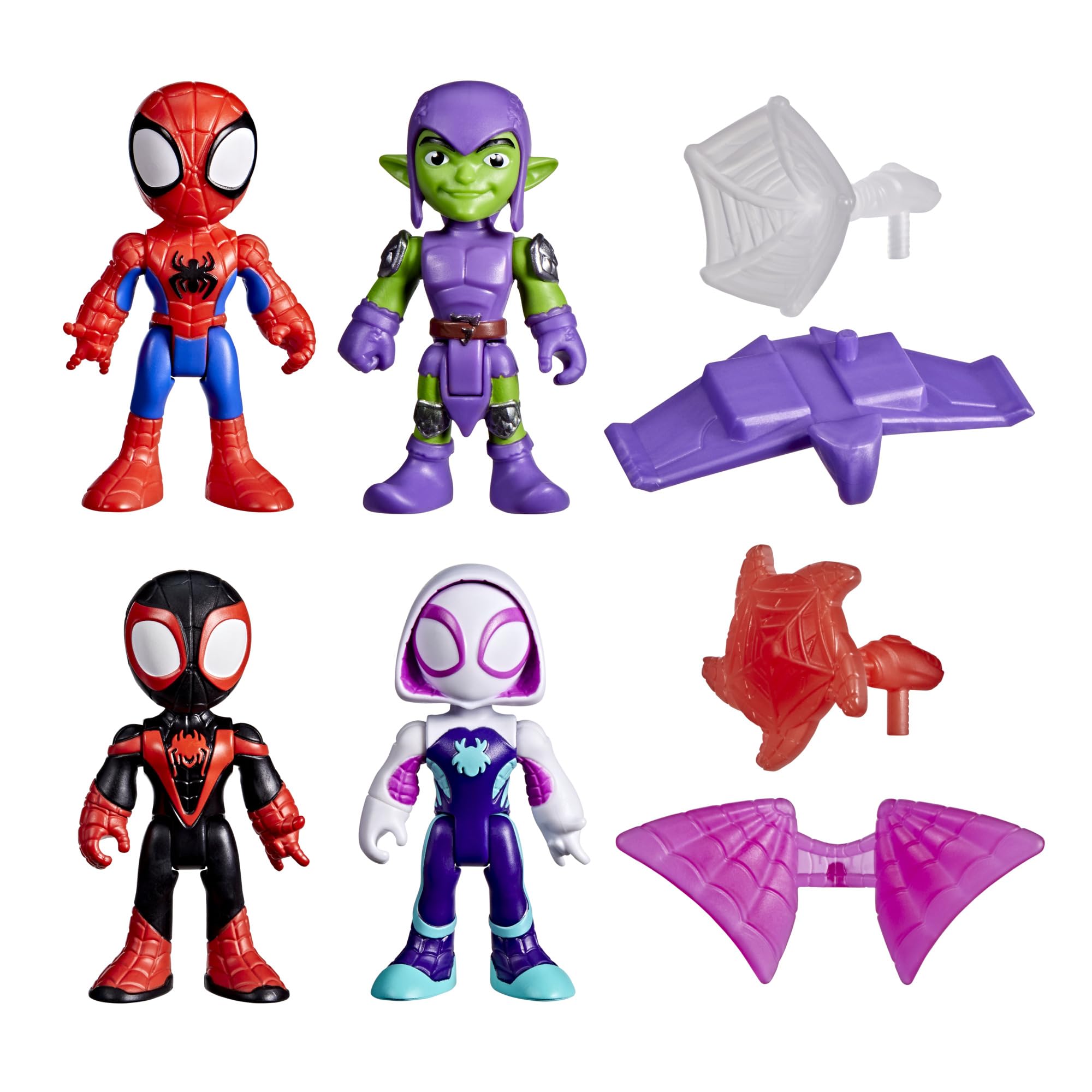 Spidey und seine unglaublichen Freunde – Netzschwing-Abenteuerset – 4er-Pack bewegliche Marvel-Actionfiguren