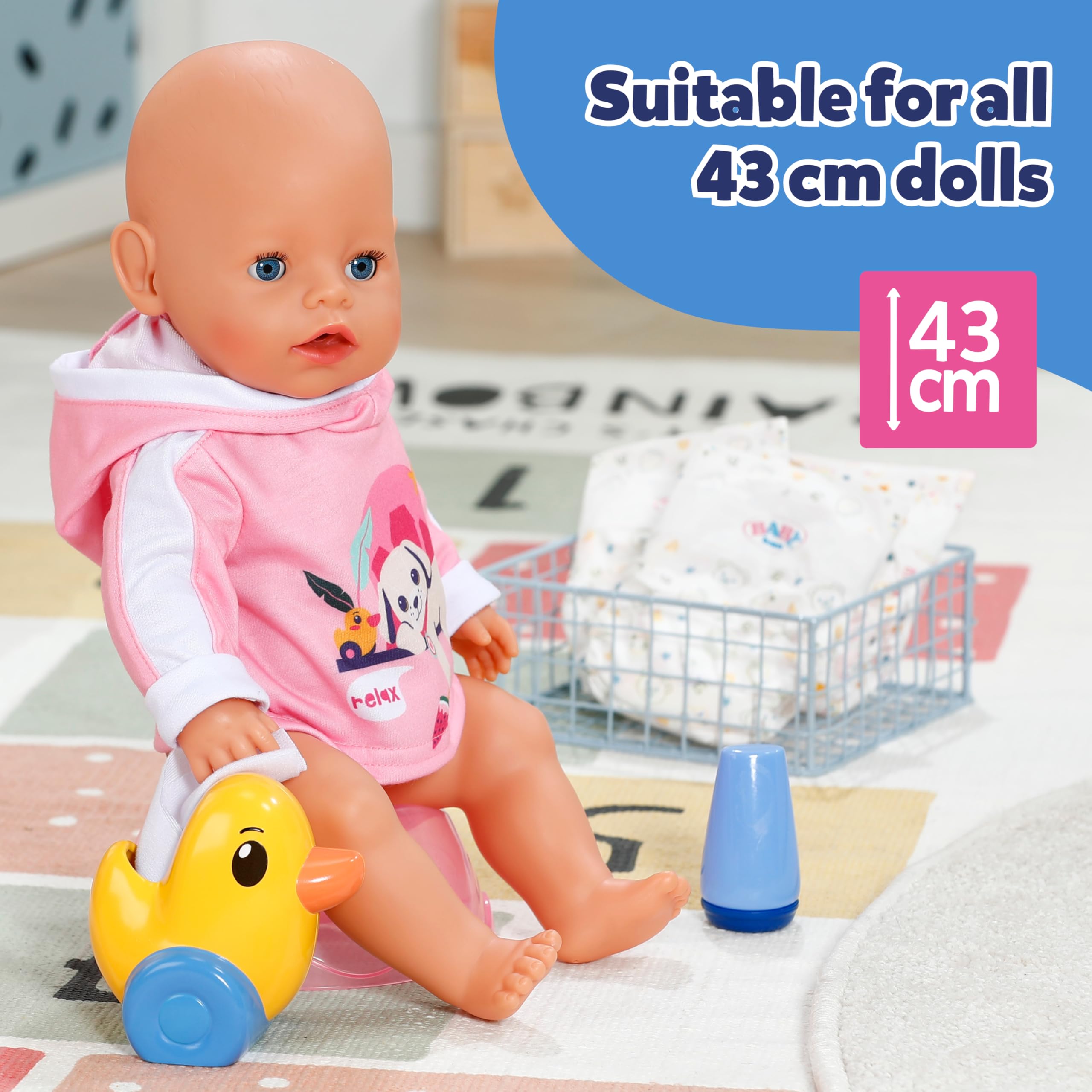 BABY born Potty Set - Includes Diapers, Cream Jar & Duck Berta Tissue Dispenser | Pink Plastic 5