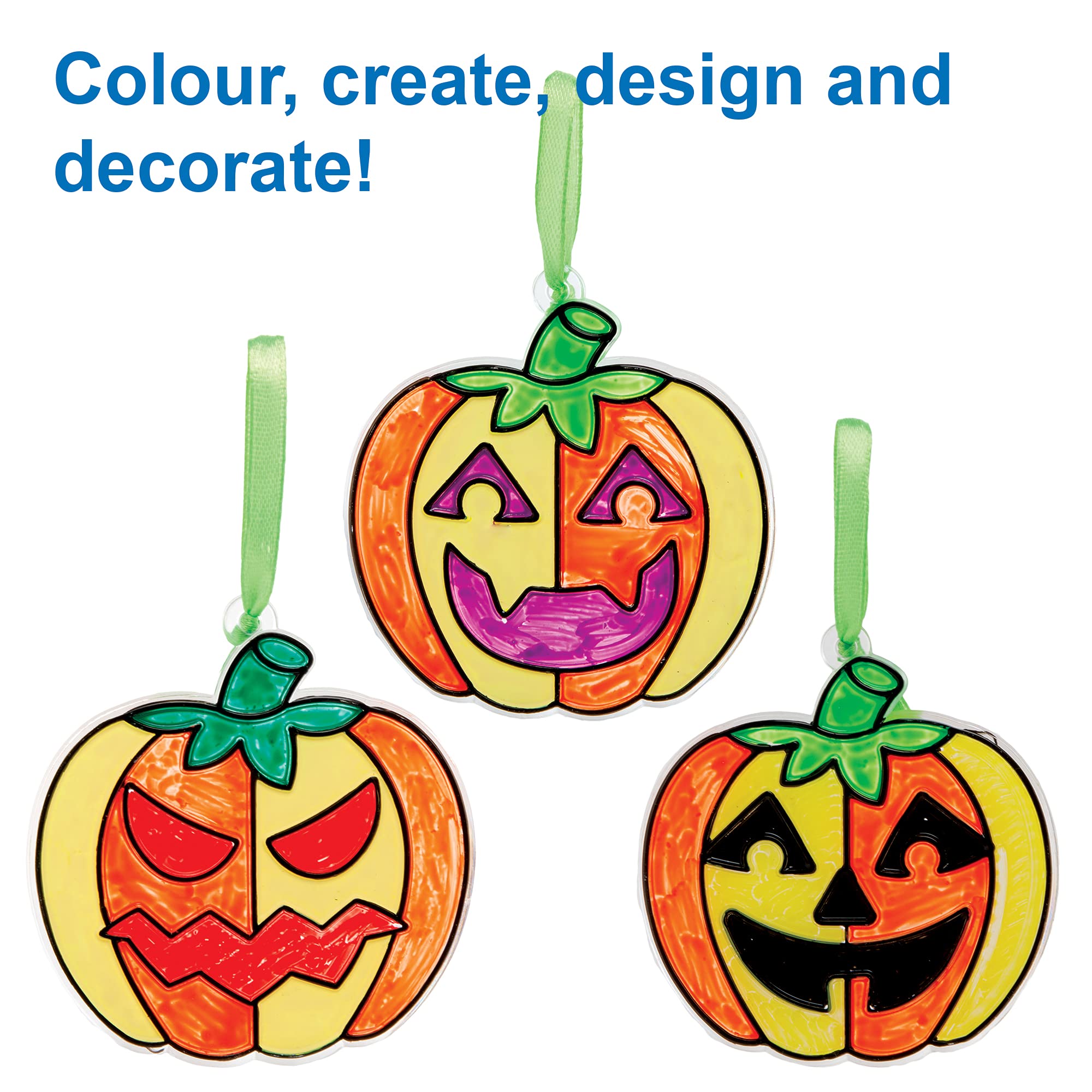 Baker Ross FE751 Pumpkin Suncatcher Decorations - Pack of 10, Multicolor Acrylic Craft Kits 5