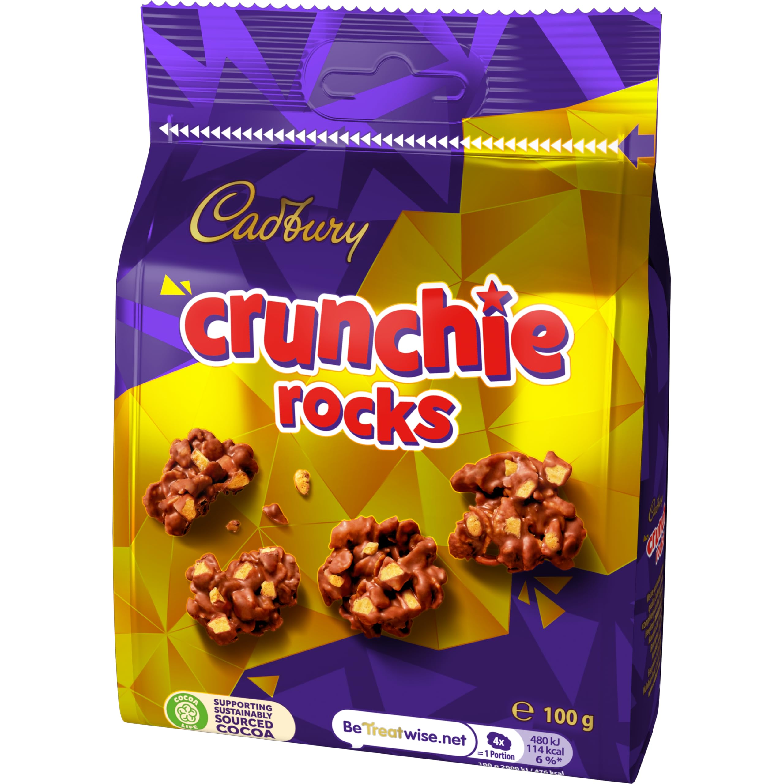 Cadbury Crunchie Rocks aus Milchschokolade mit Honigwabe, mundgerechte Tüte zum Teilen 5