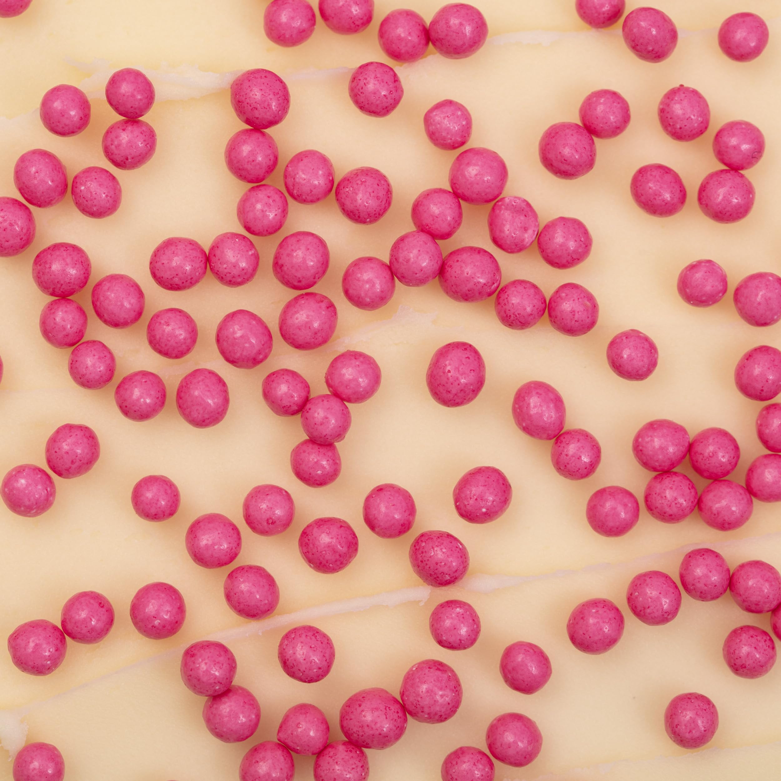 PME Cake Pearl Sprinkles - Hot Pink 4mm (74g) | Edible Sugar Pearl Decoration 4