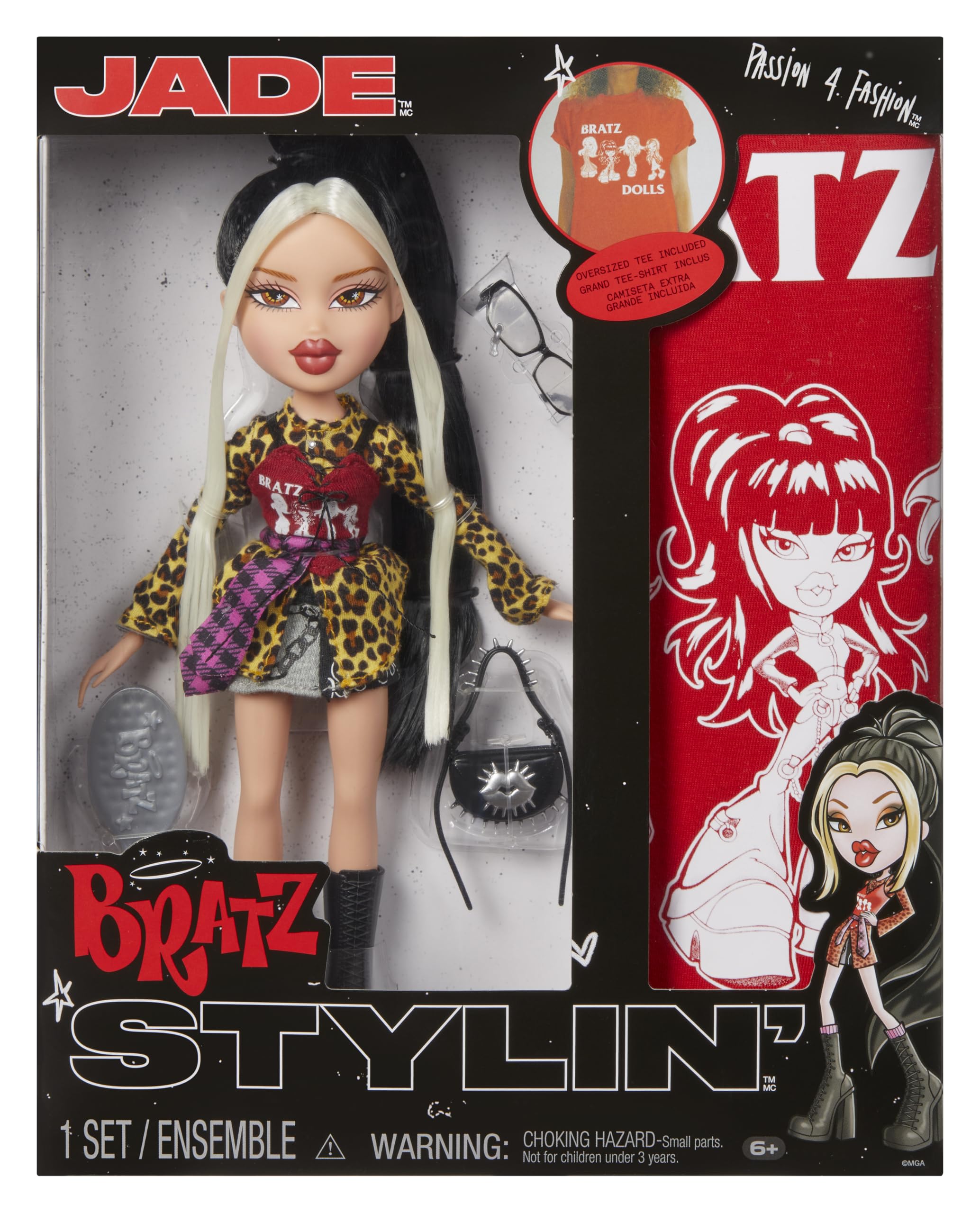 Bratz Stylin' Jade Fashion Doll with Customizable T-Shirt and Accessories