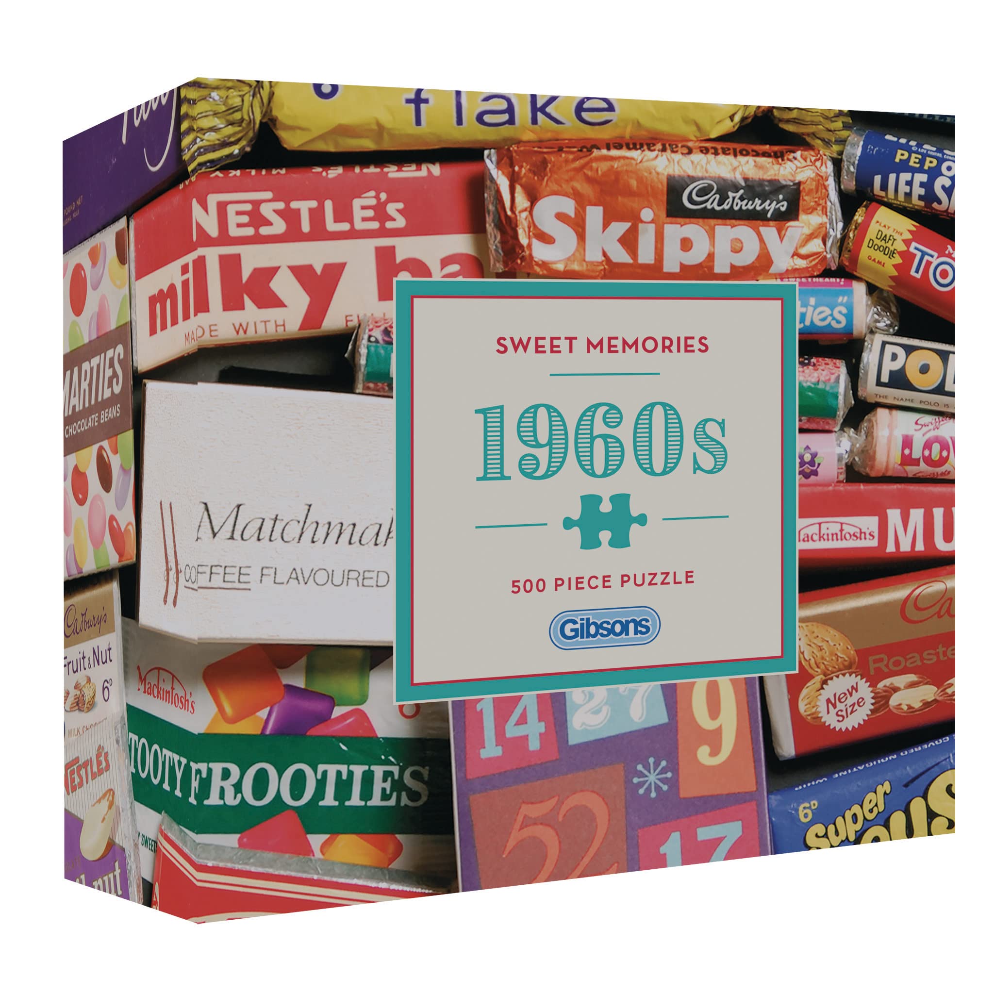 Gibsons Sweet Memories of the 1960s Jigsaw Puzzle - 500 Pieces | Retro Sweets Theme | 34 x 48 cm
